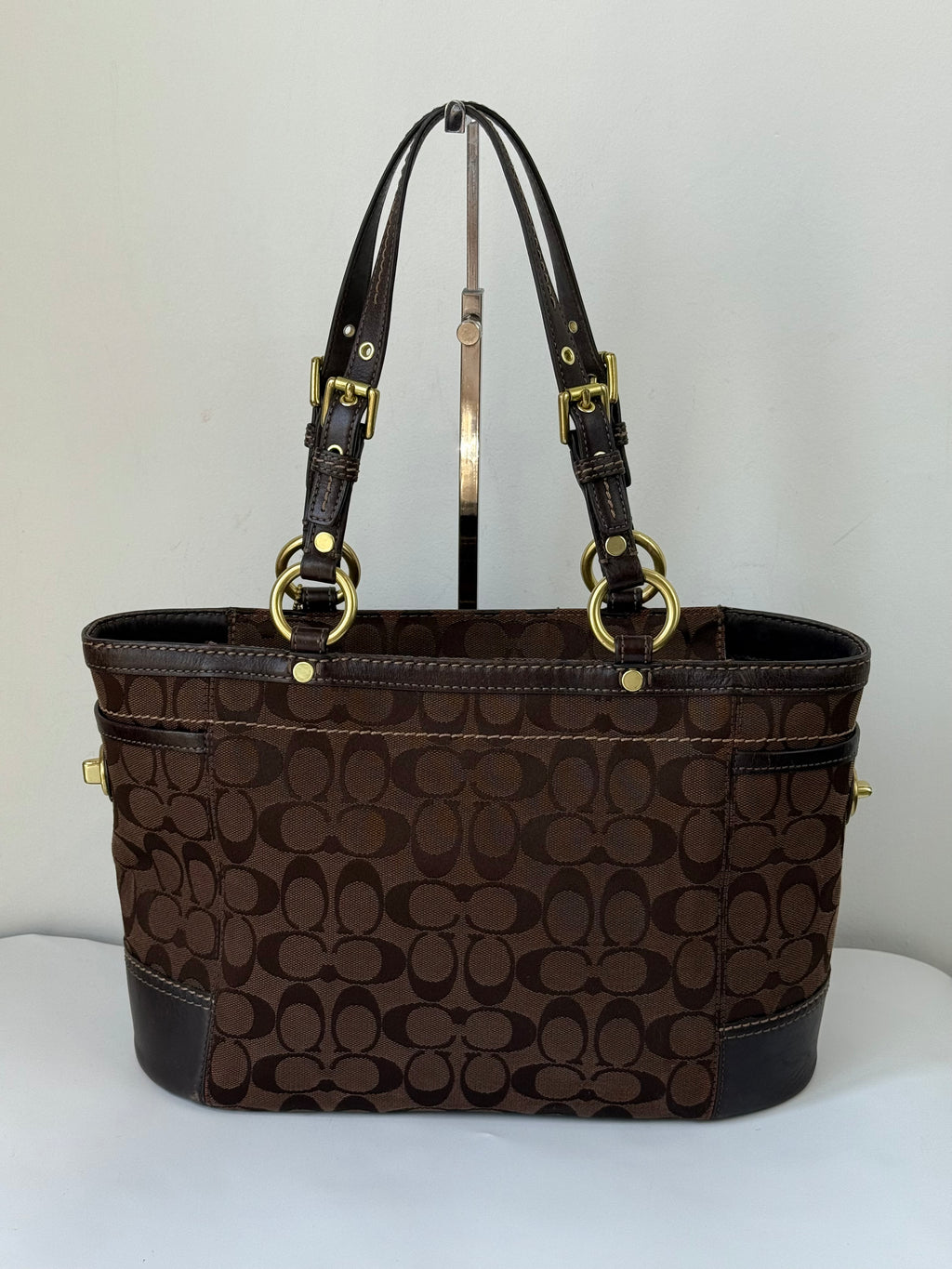 Vintage Coach Gallery Tote Bag Brown Signature Shoulder Bag 00s Y2K