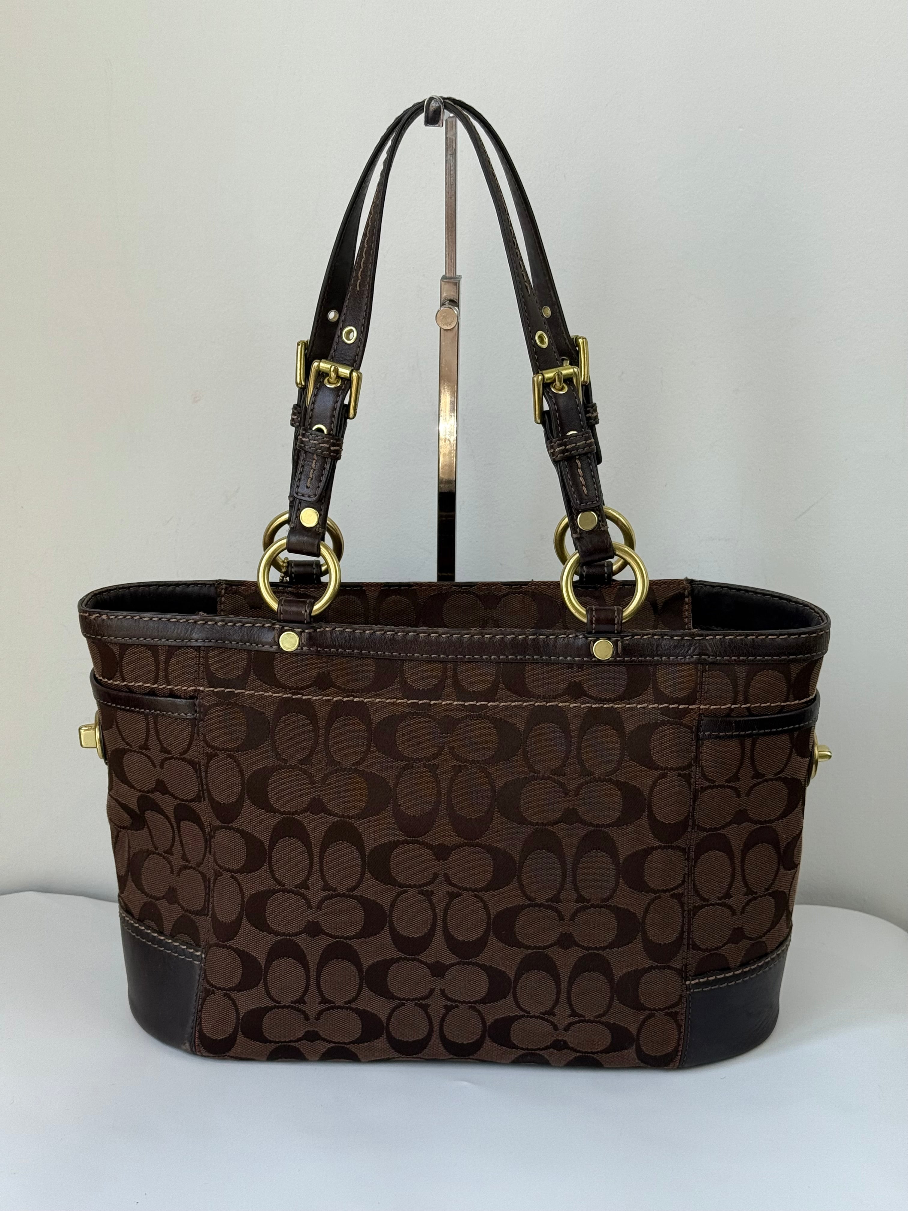 Vintage Coach Gallery Tote Bag Brown Signature Shoulder Bag 00s Y2K