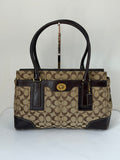 Vintage Coach Hampton Tote Bag Brown & Beige Signature Shoulder Bag 00s Y2K Handbag