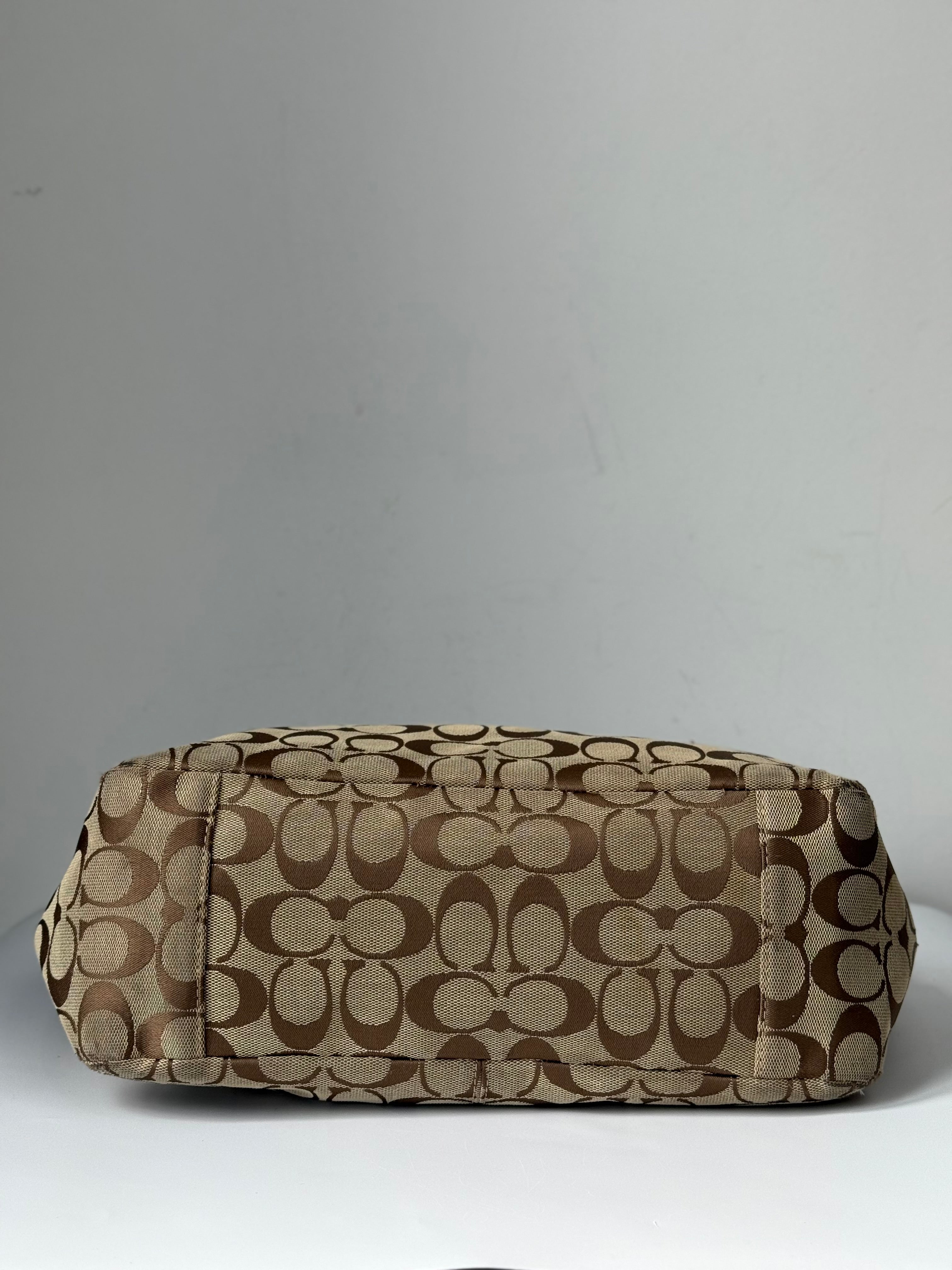 Vintage Coach Signature Taylor Tote Bag Camel Brown Coach Canvas Shoulder Bag Y2K