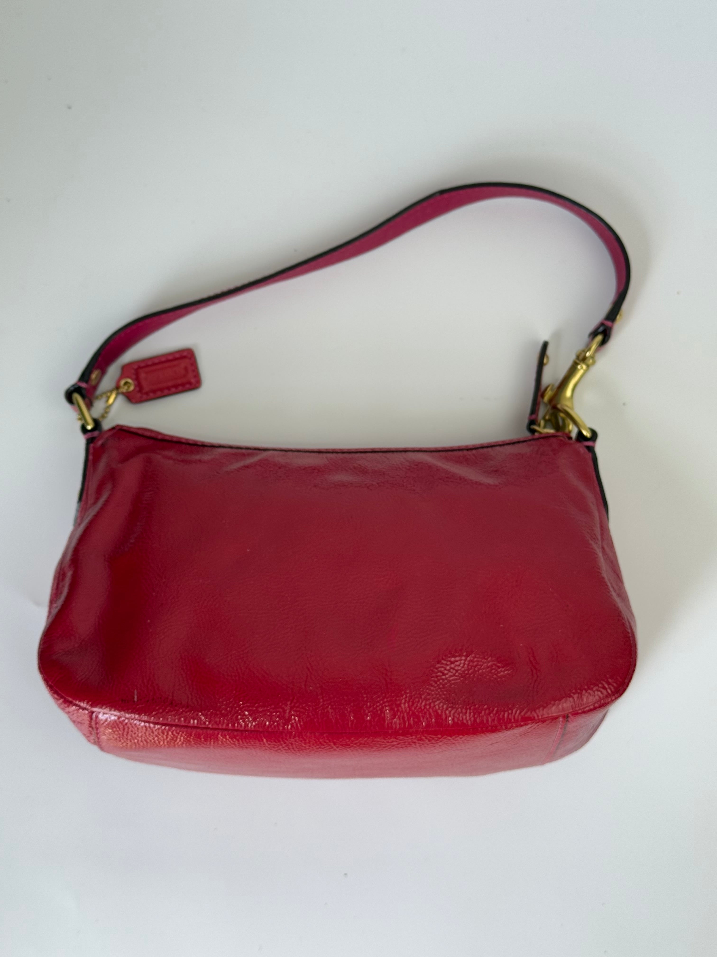 Vintage Coach Madison HandBag Pink/Red Patent Leather Coach Bag 00s Y2K