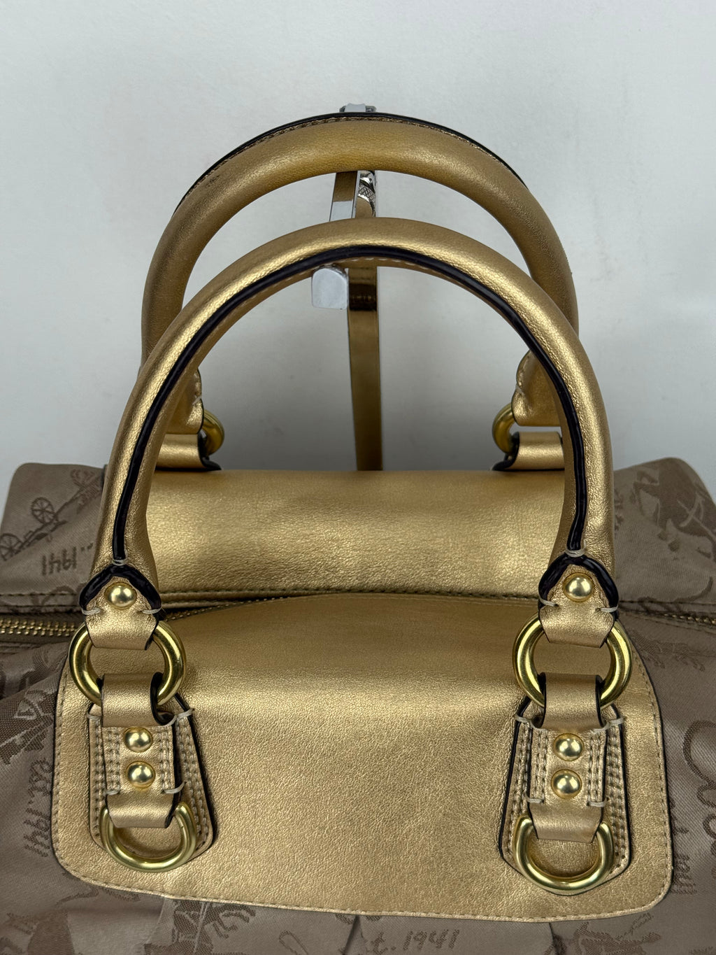 Vintage Coach Ashley Horse and Carriage Satchel Bag Coach Beige/Gold Y2K HandBag