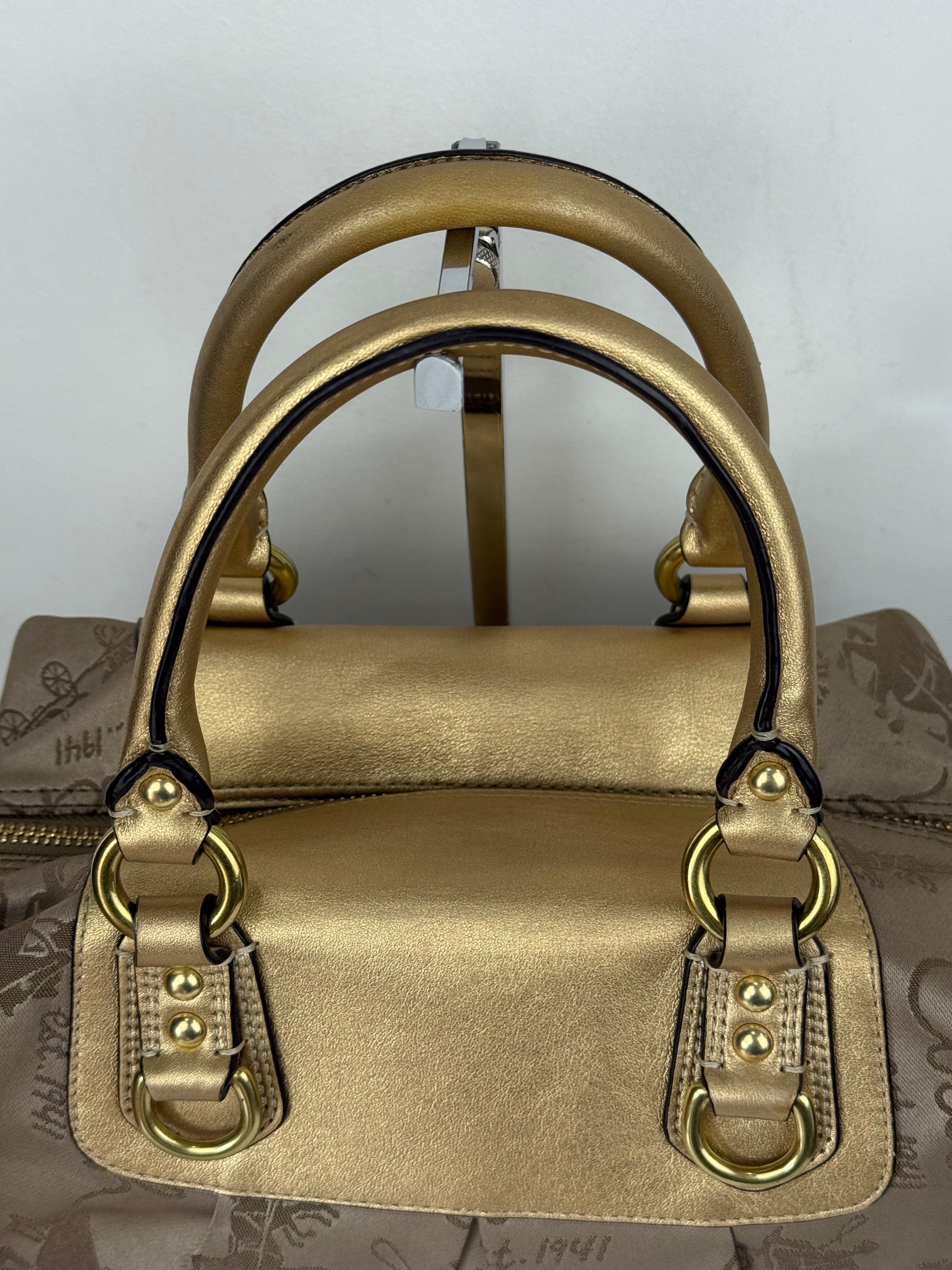 Vintage Coach Ashley Horse and Carriage Satchel Bag Coach Beige/Gold Y2K HandBag