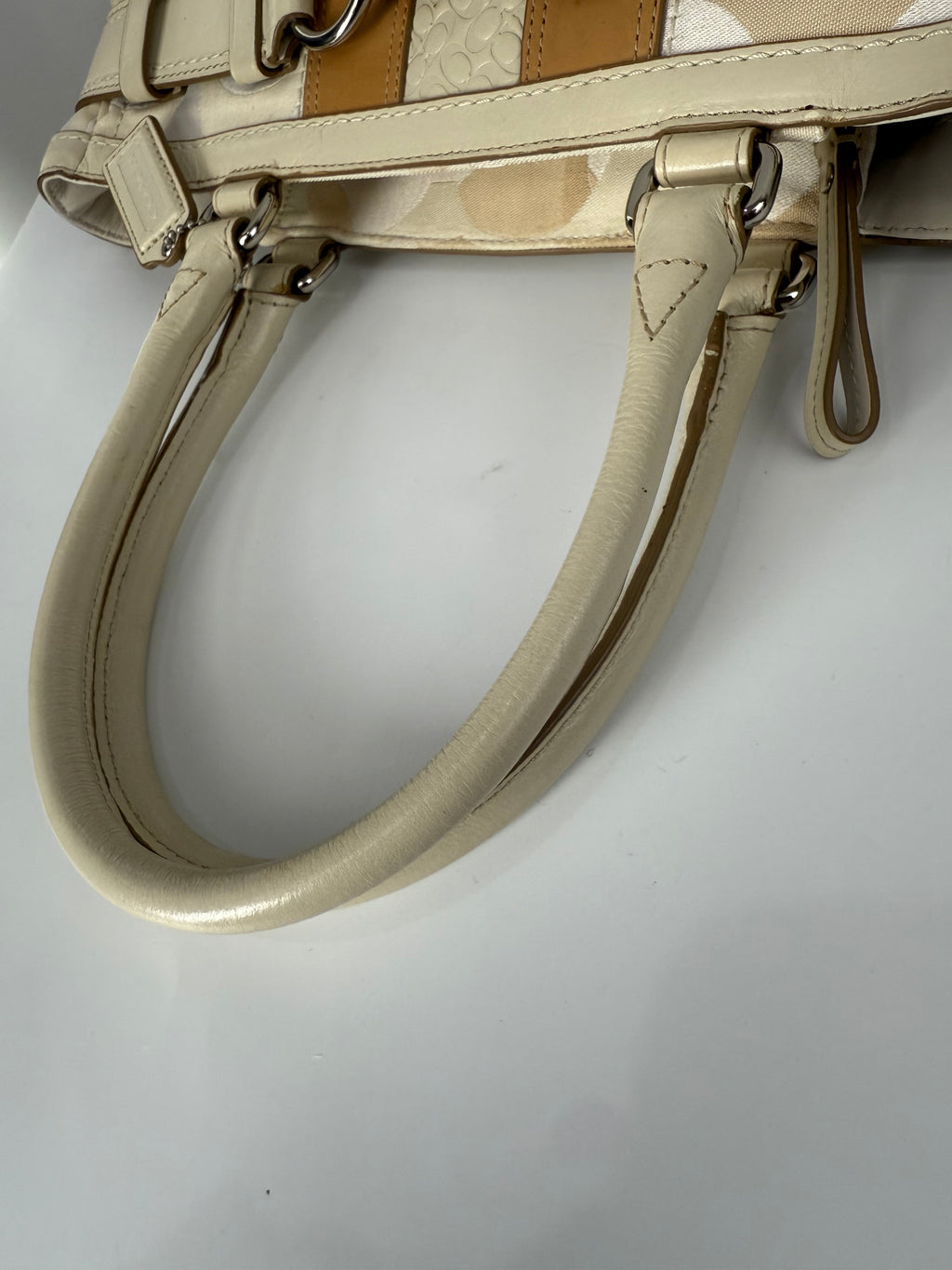 Vintage Coach Hampton Tote Bag Coach White/Tan Signature Y2K Handbag