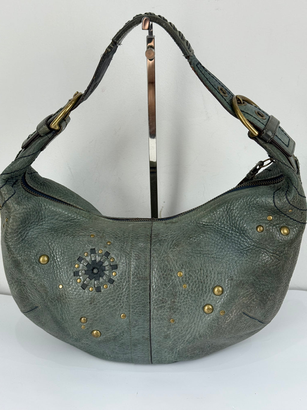 Vintage Coach Mia Studded Hobo Bag Coach Blue Leather Y2K HandBag