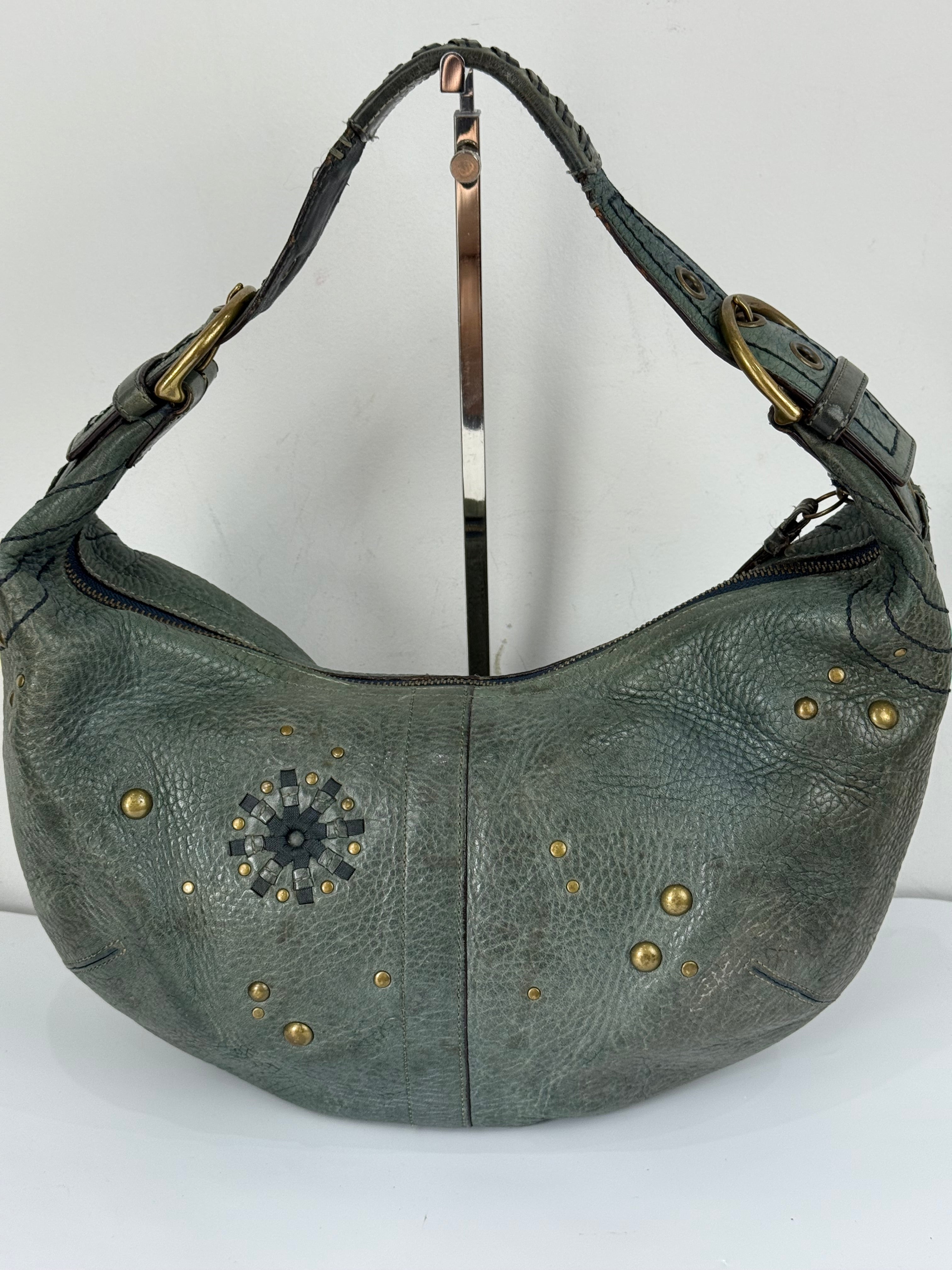 Vintage Coach Mia Studded Hobo Bag Coach Blue Leather Y2K HandBag