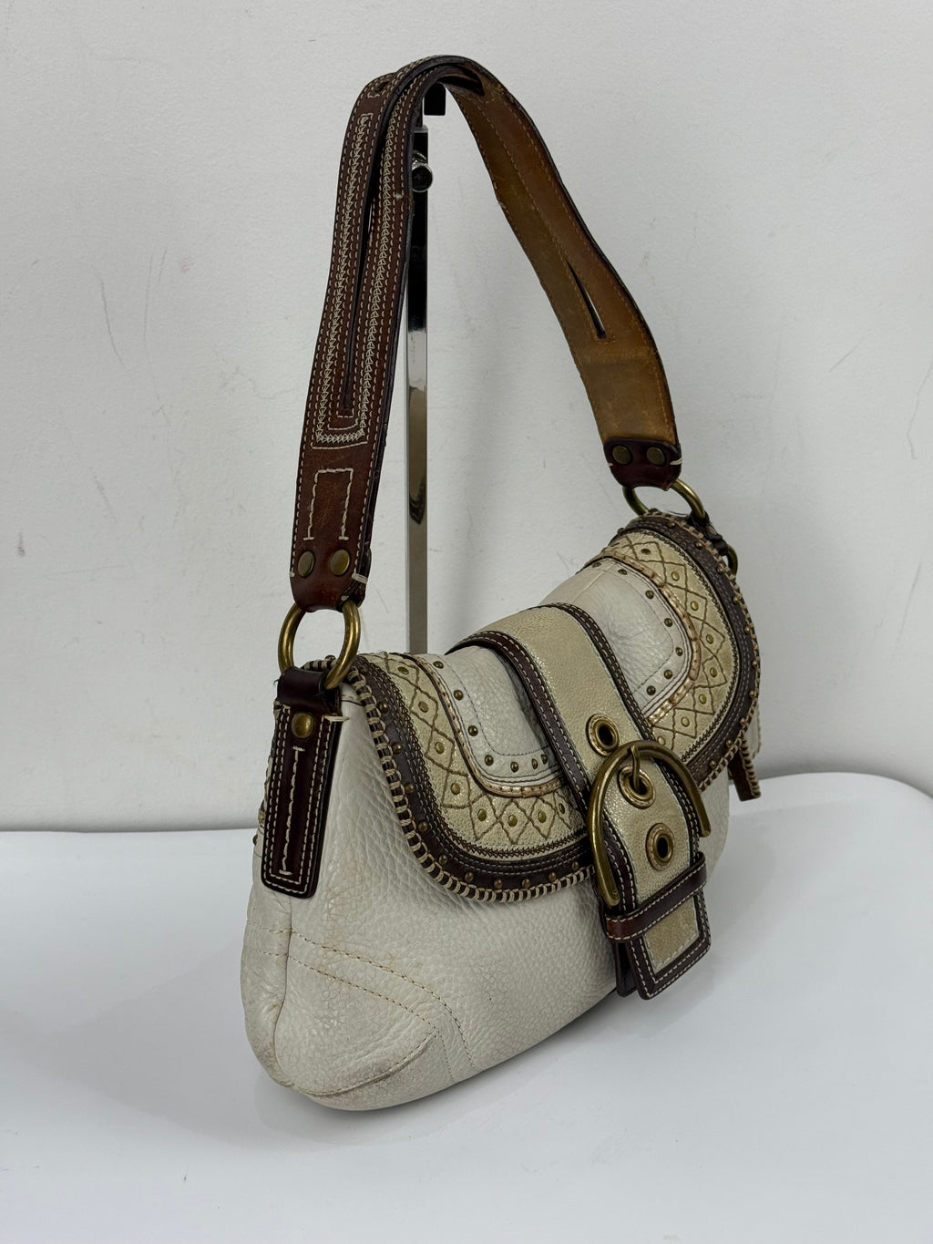 Vintage Coach Soho Studded Leather Flap Bag Coach Shoulder Bag 00s Y2K