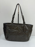 Vintage Coach Grey Patent Leather Bag Signature Gallery Shoulder Bag  00s Y2K