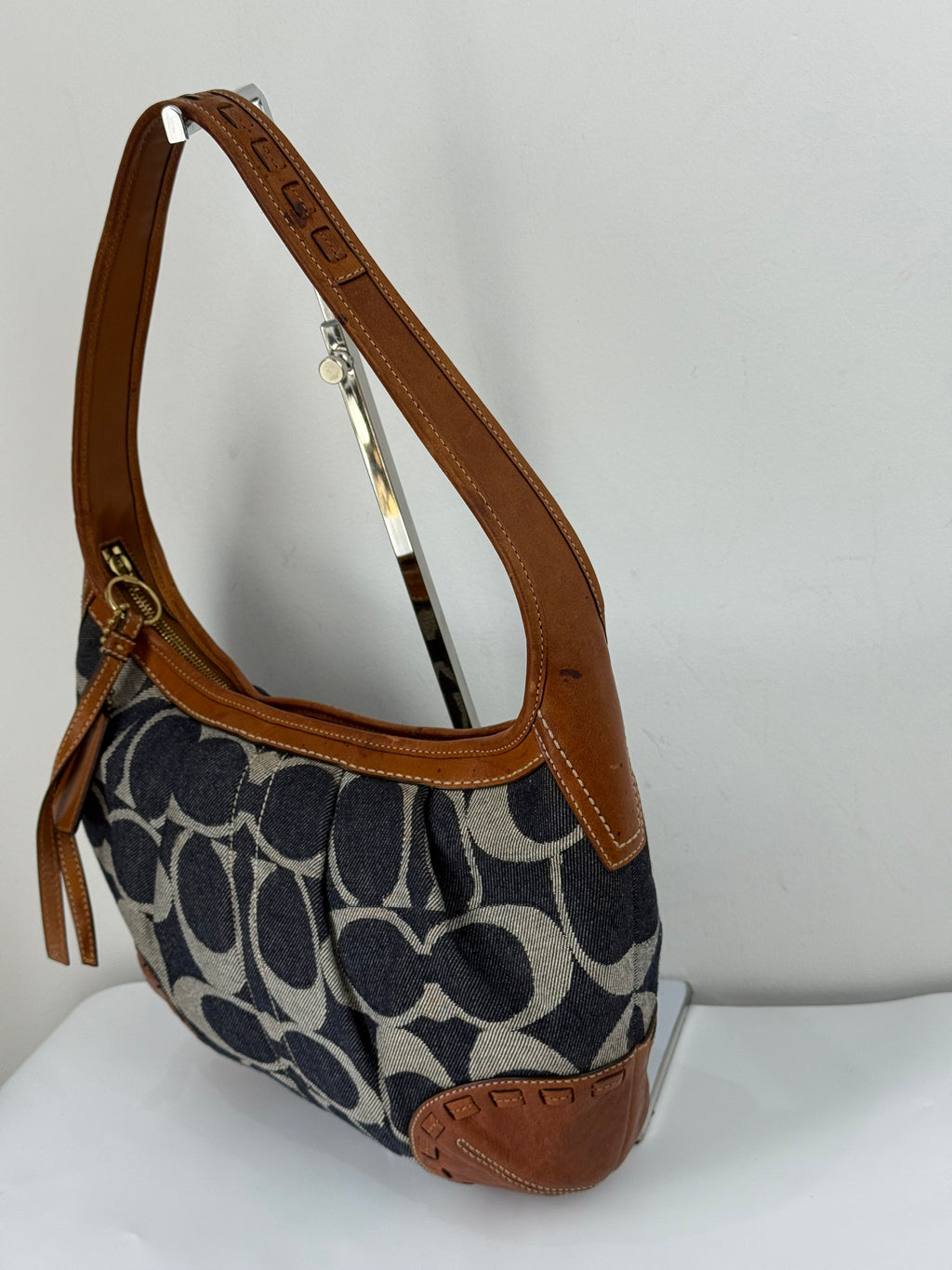 Vintage Coach Denim Ergo Soho Shoulder Bag Coach Blue Signature Handbag 00s Y2K