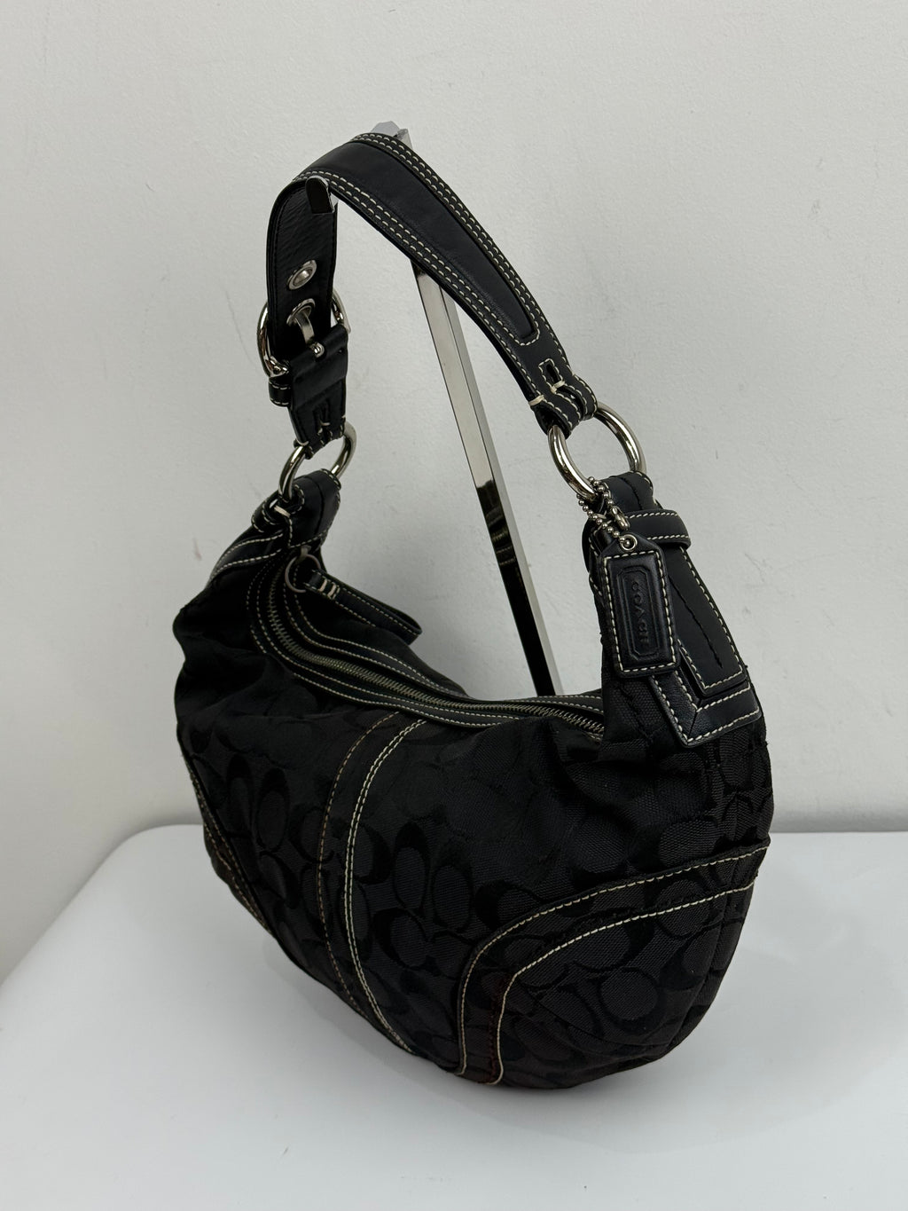 Vintage Coach Hobo Bag Coach Black Signature Shoulder Bag 00s Y2K