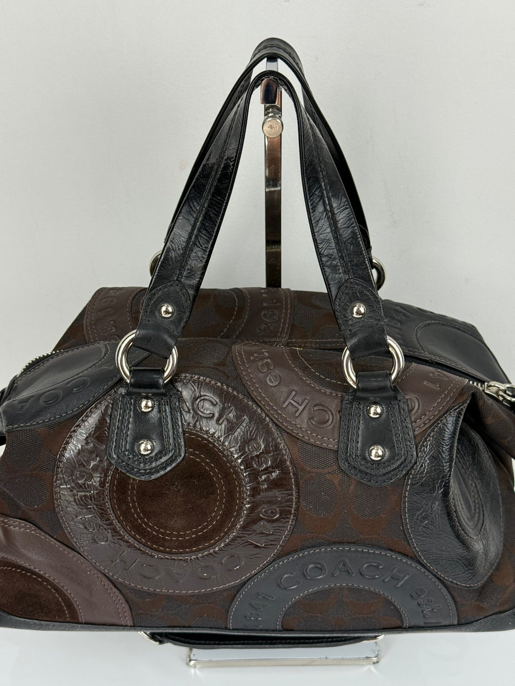 Vintage Coach Ashley Patchwork Satchel Bag Coach Black/Brown Y2K HandBag