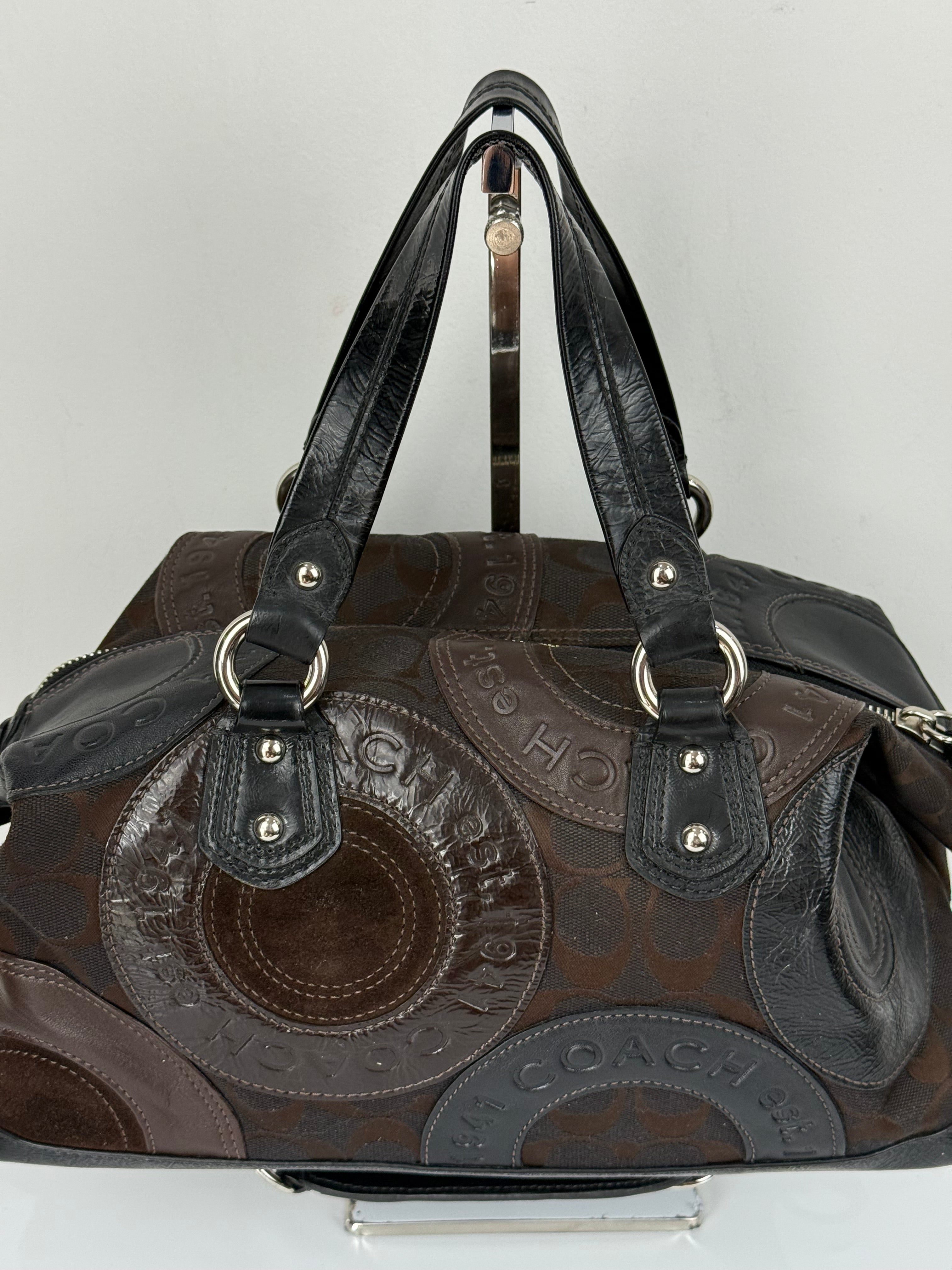 Vintage Coach Ashley Patchwork Satchel Bag Coach Black/Brown Y2K HandBag