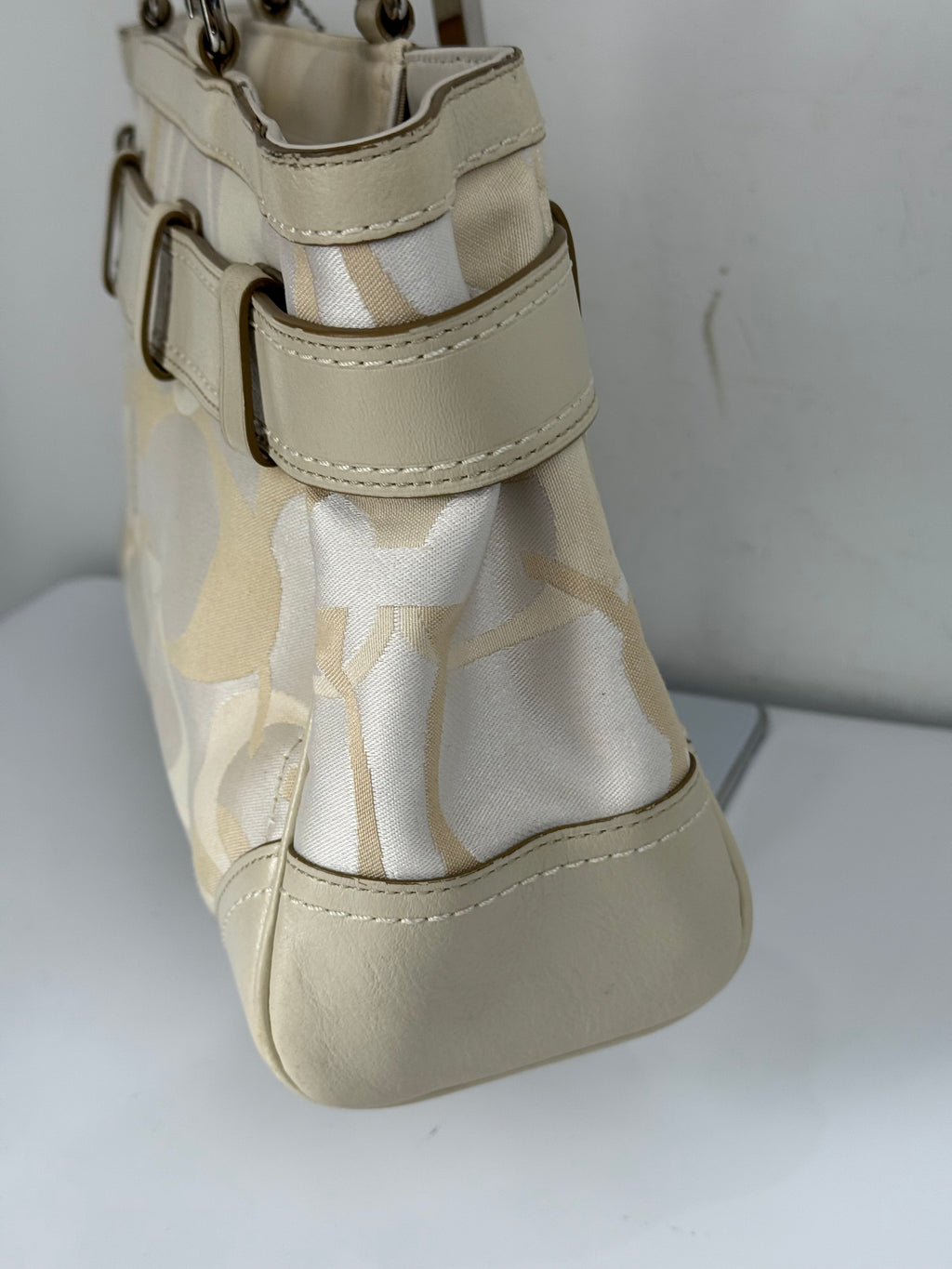 Vintage Coach Hampton Tote Bag Coach White/Tan Signature Y2K Handbag