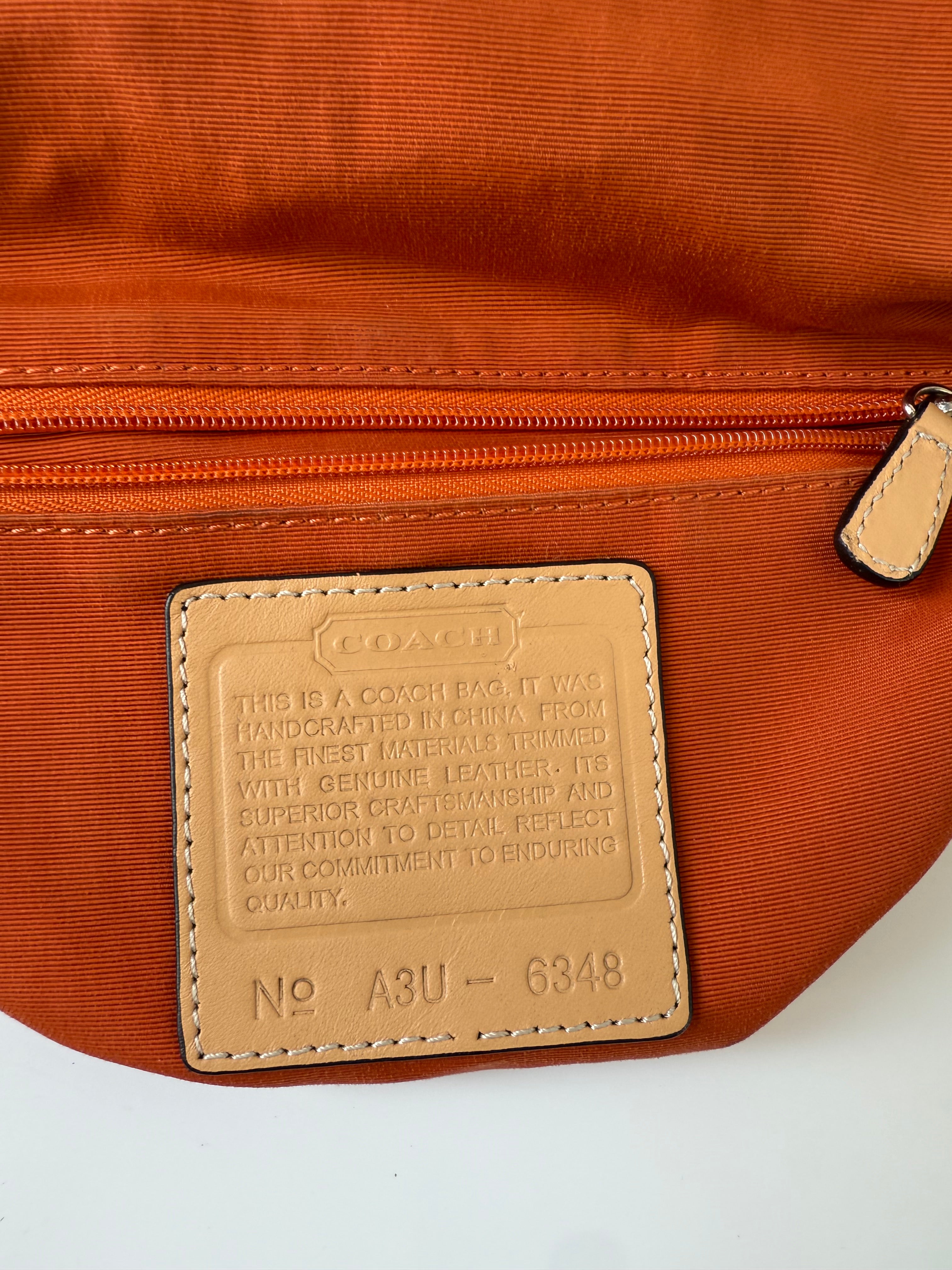 Vintage Coach Demi Clip Bag Brown Tan Signature Canvas Shoulder Bag Y2K