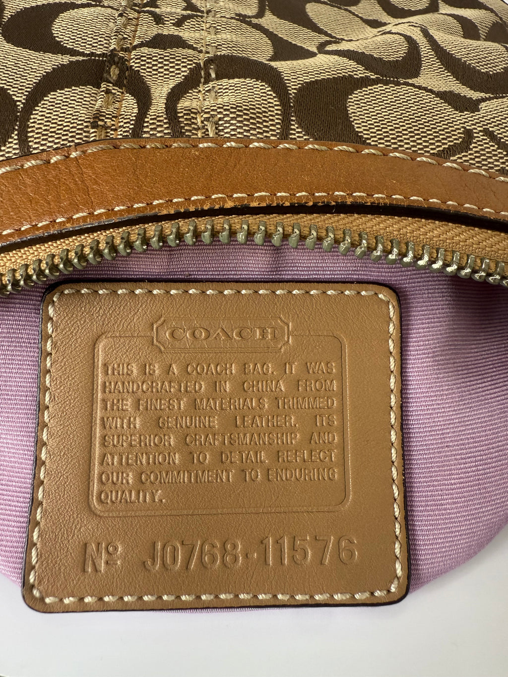 Vintage Coach Hampton Hobo Bag Brown and Tan Coach Signature Shoulder Bag 00s Y2K
