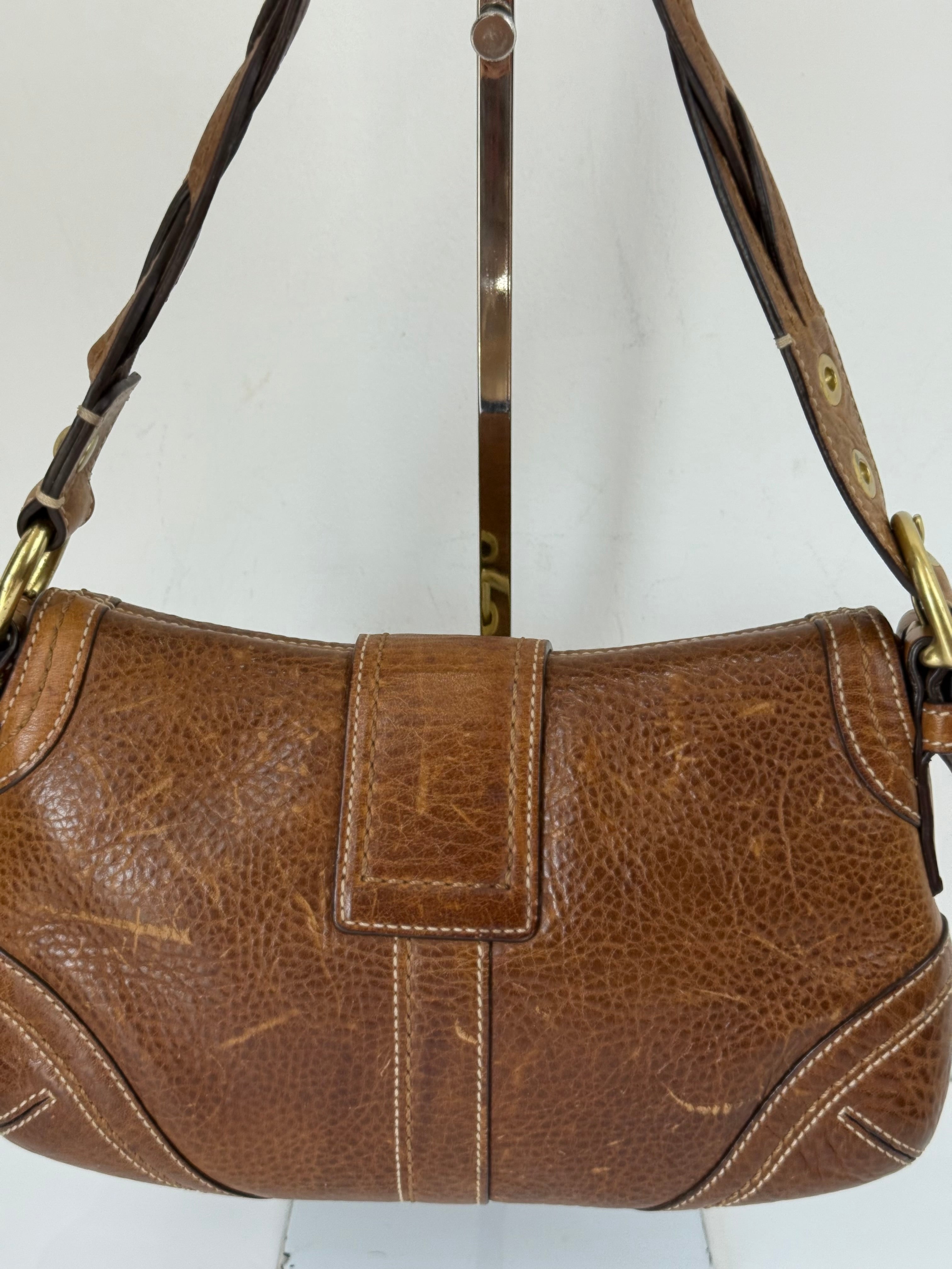 Vintage Coach Brown Soho Shoulder Bag Coach Calf Leather Handbag 00s Y2K