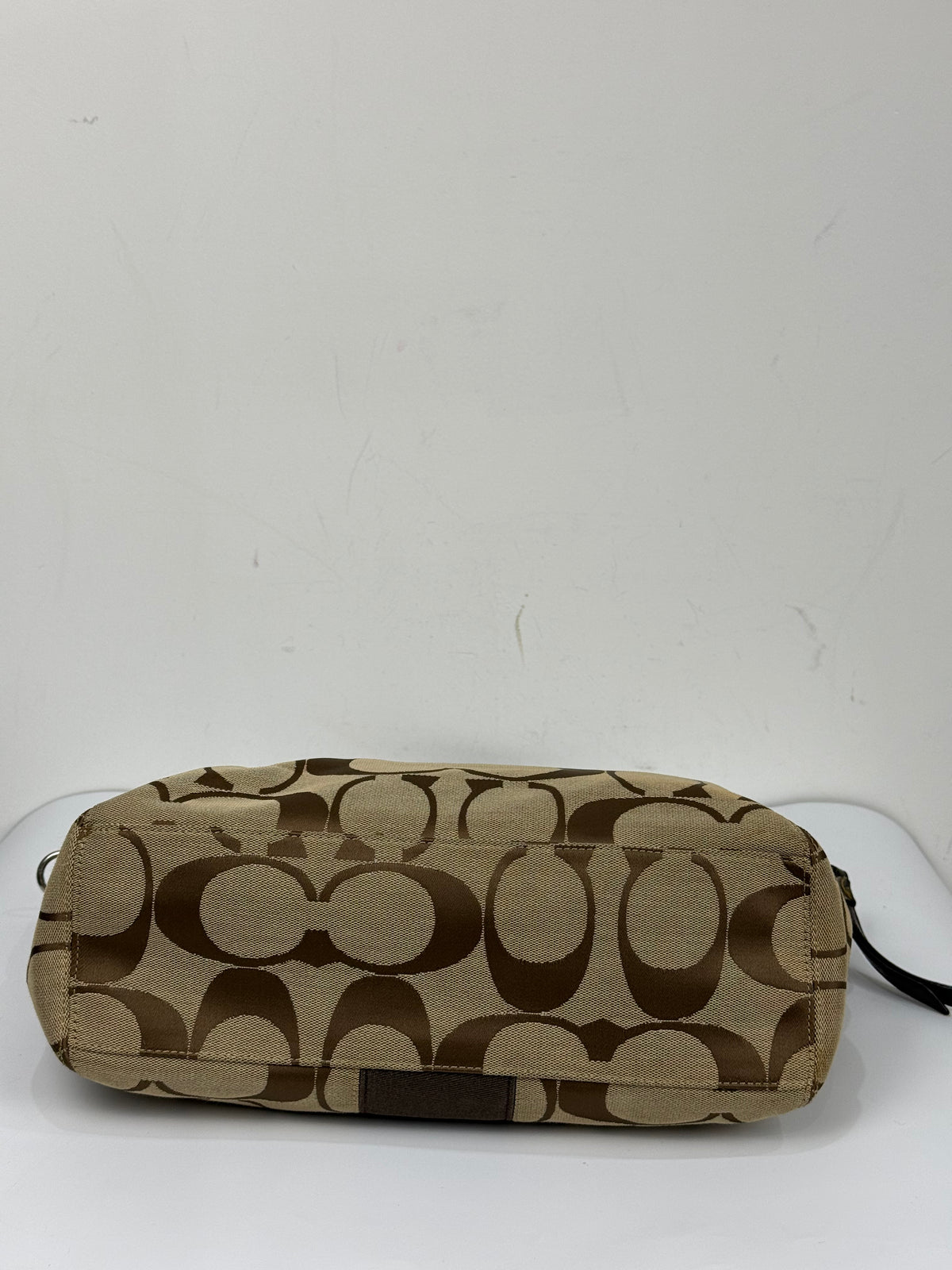 Vintage Coach Signature Stripe Pocket Satchel Bag Brown/Beige Tote Bag Y2K