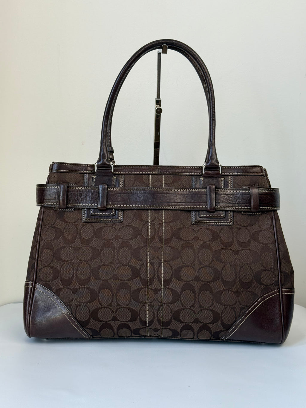 Vintage Coach Hampton Tote Bag Brown Coach Signature Monogram HandBag 00s Y2K Bag