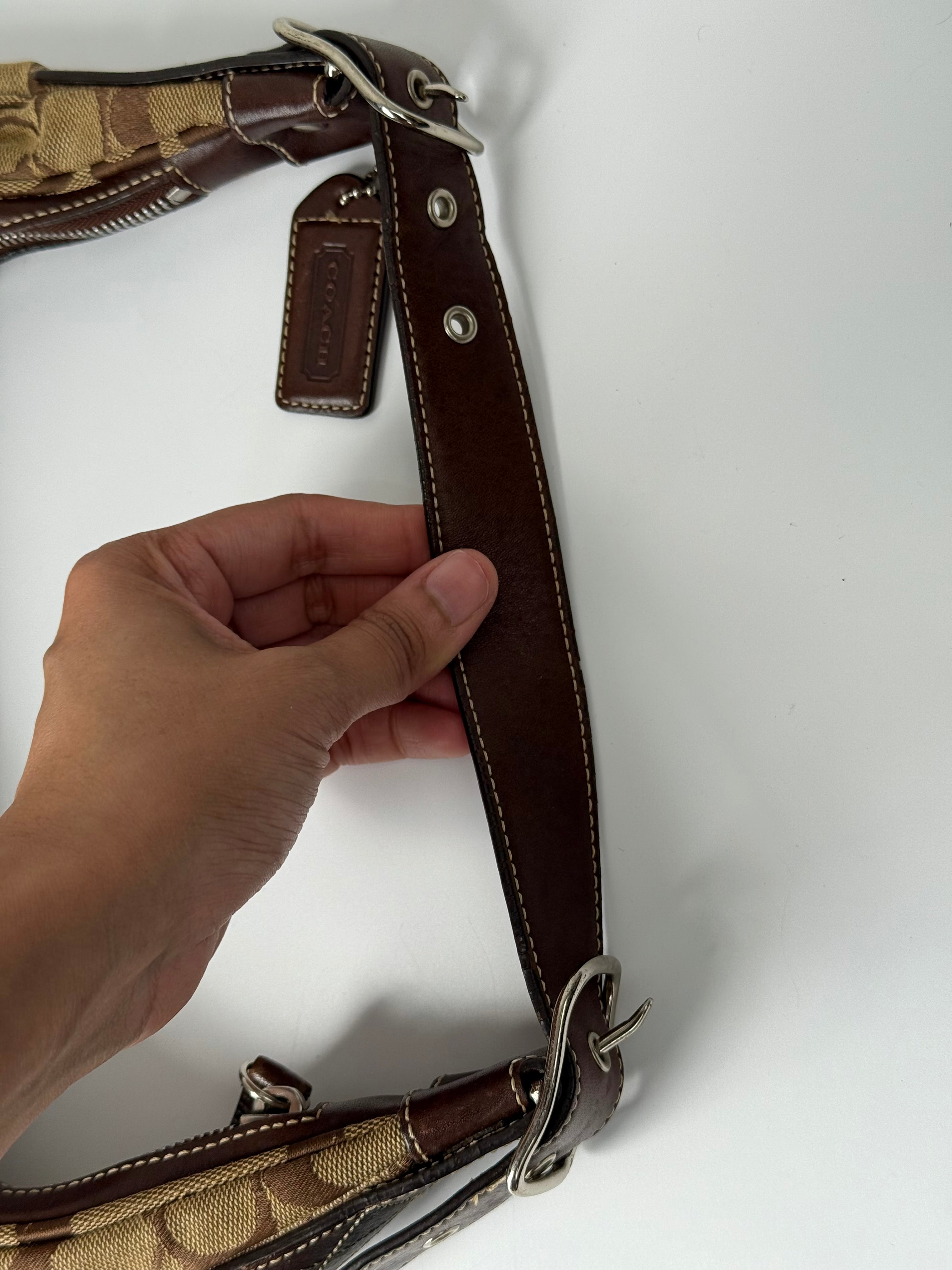 Vintage Coach Soho Hobo Bag Brown & Beige Signature Coach Canvas Shoulder Bag 00s Y2K