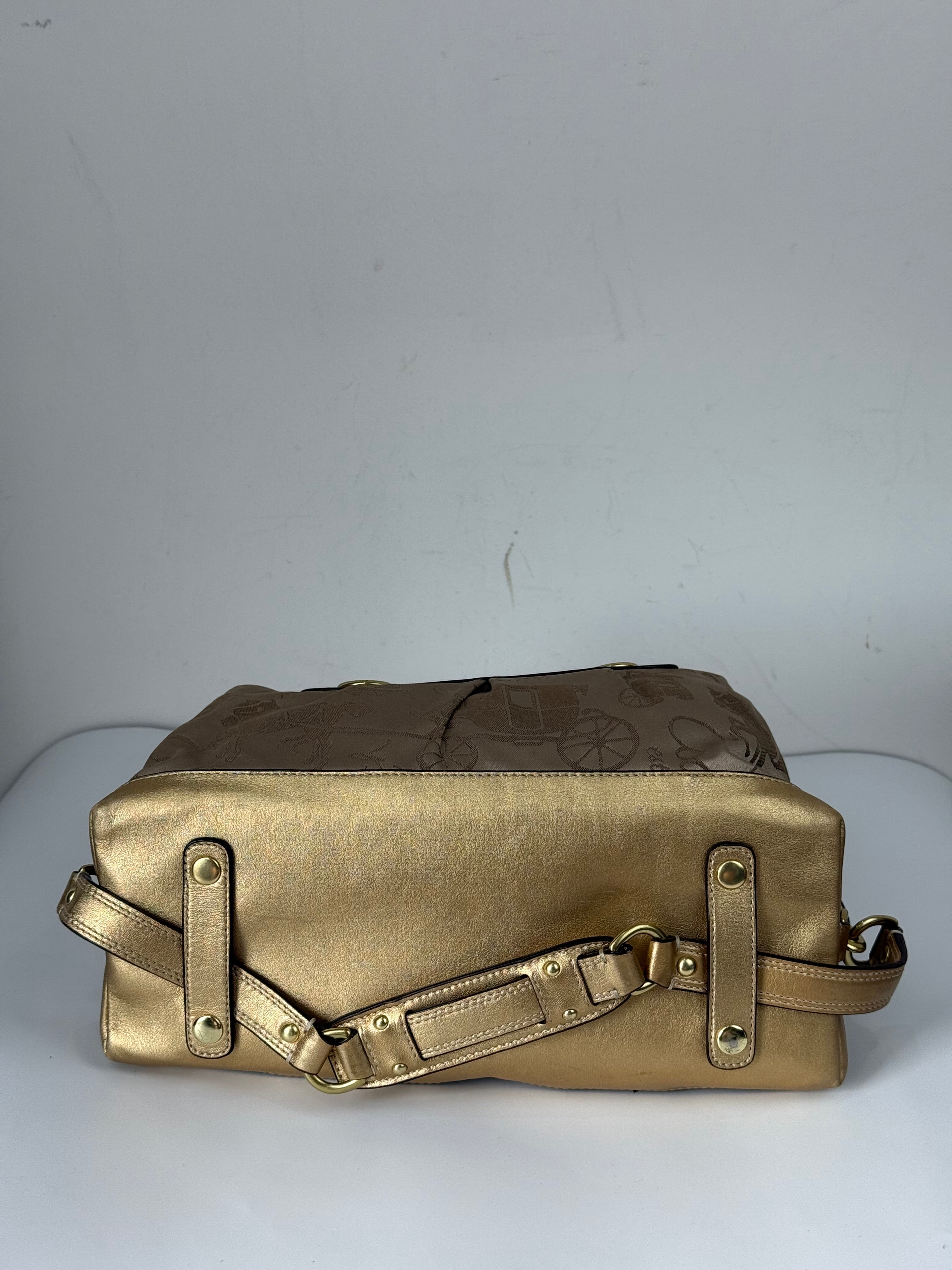 Vintage Coach Ashley Horse and Carriage Satchel Bag Coach Beige/Gold Y2K HandBag