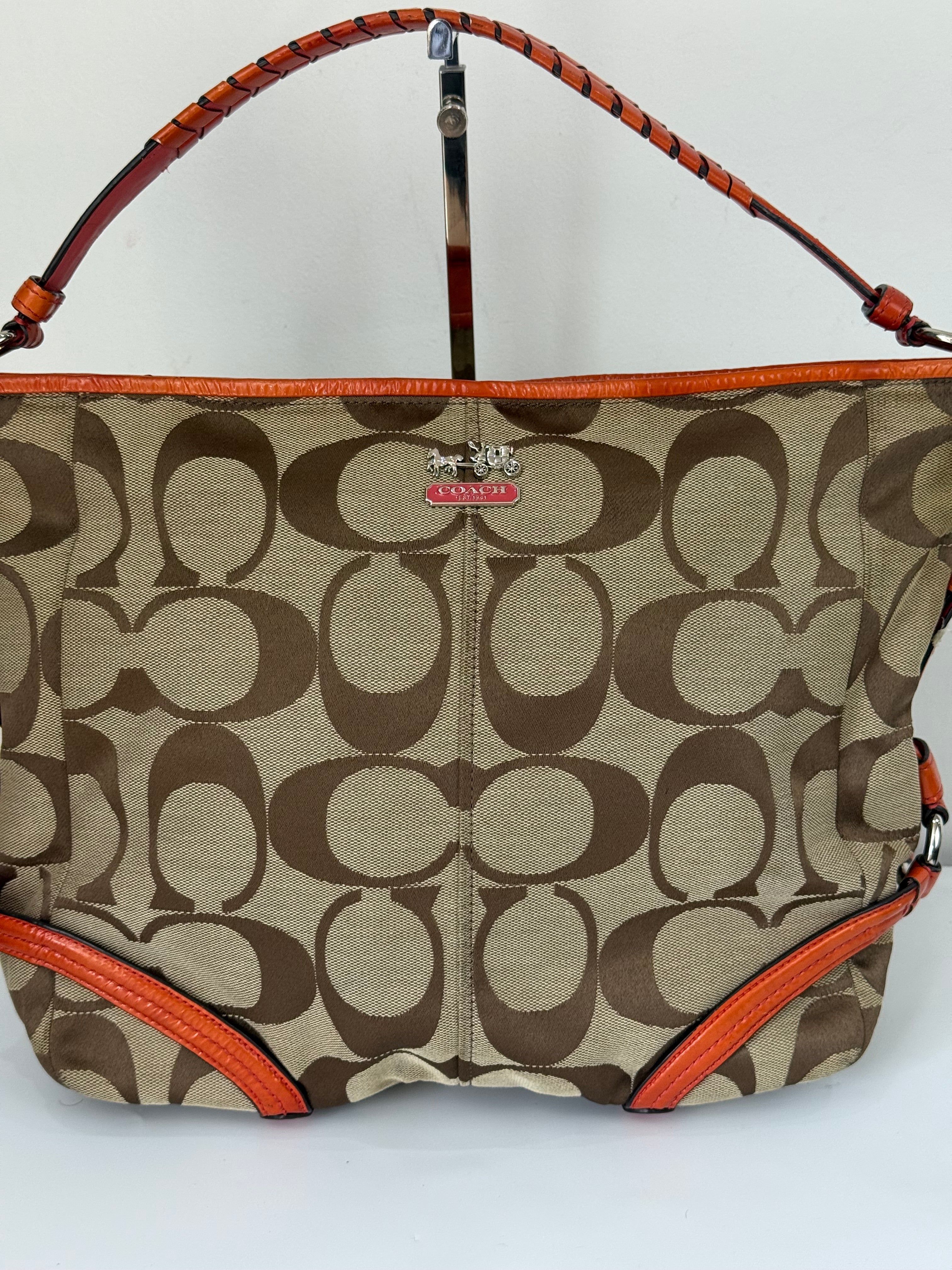 Vintage Coach Katarina Hobo Bag Brown & Orange Signature Shoulder Bag 00s Y2K