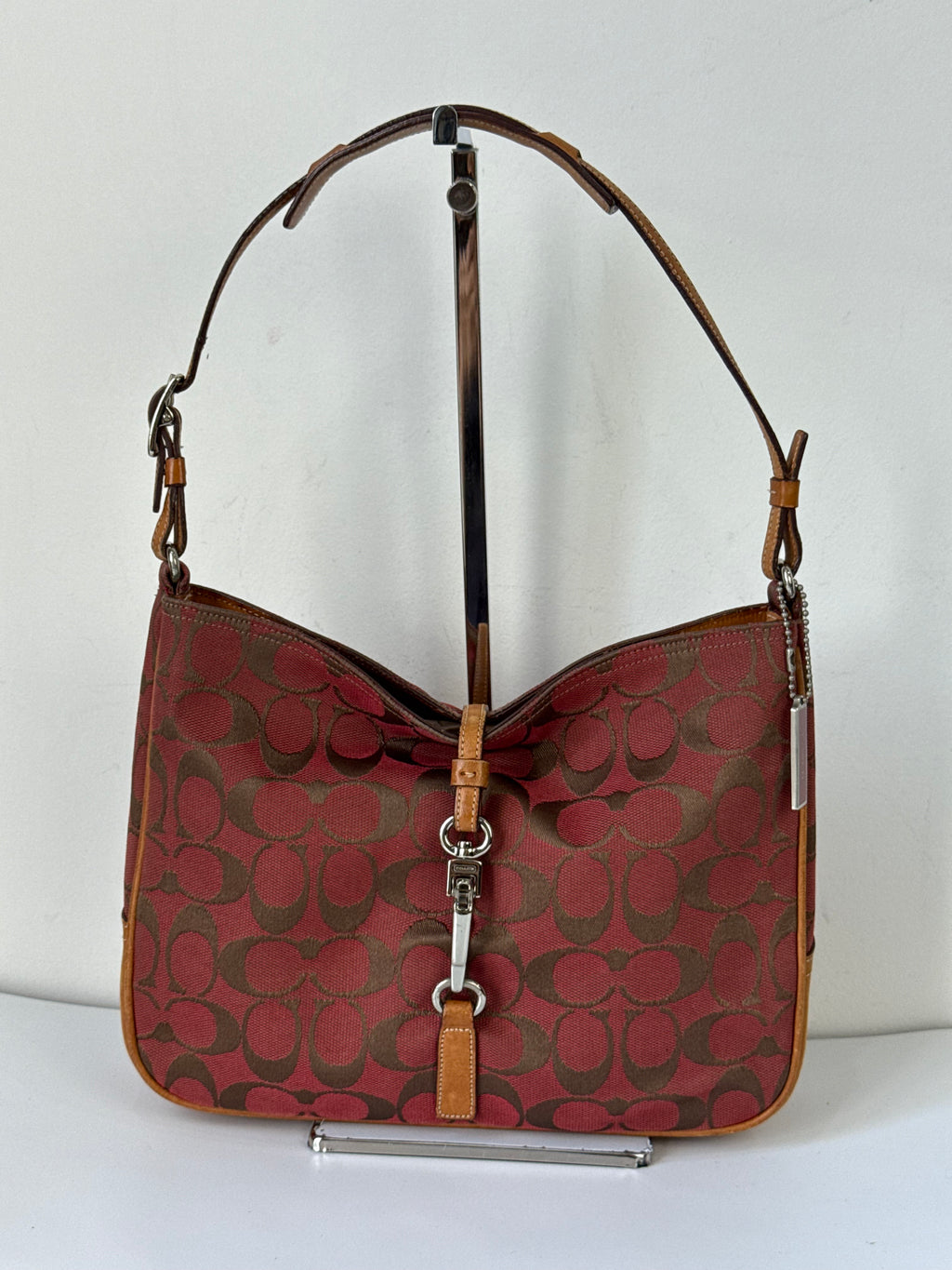 Vintage Coach Demi Hampton Tote Bag Coach Red Signature Tan Leather Handbag 00s Y2K