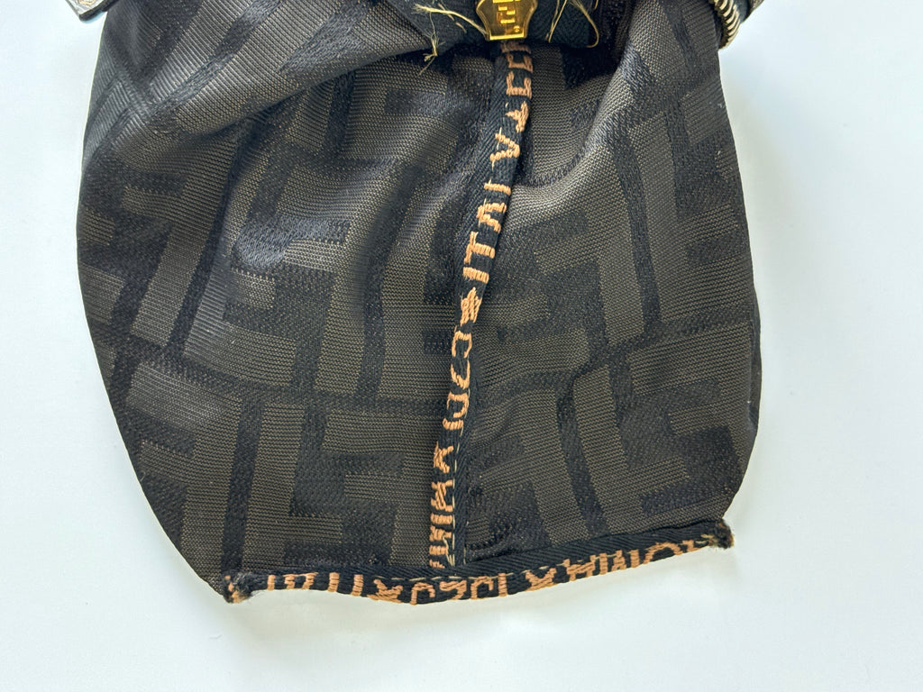 Vintage Fendi Zucca Mini Baguette Bag Brown and Black Canvas Fendi Handbag 00s Y2K