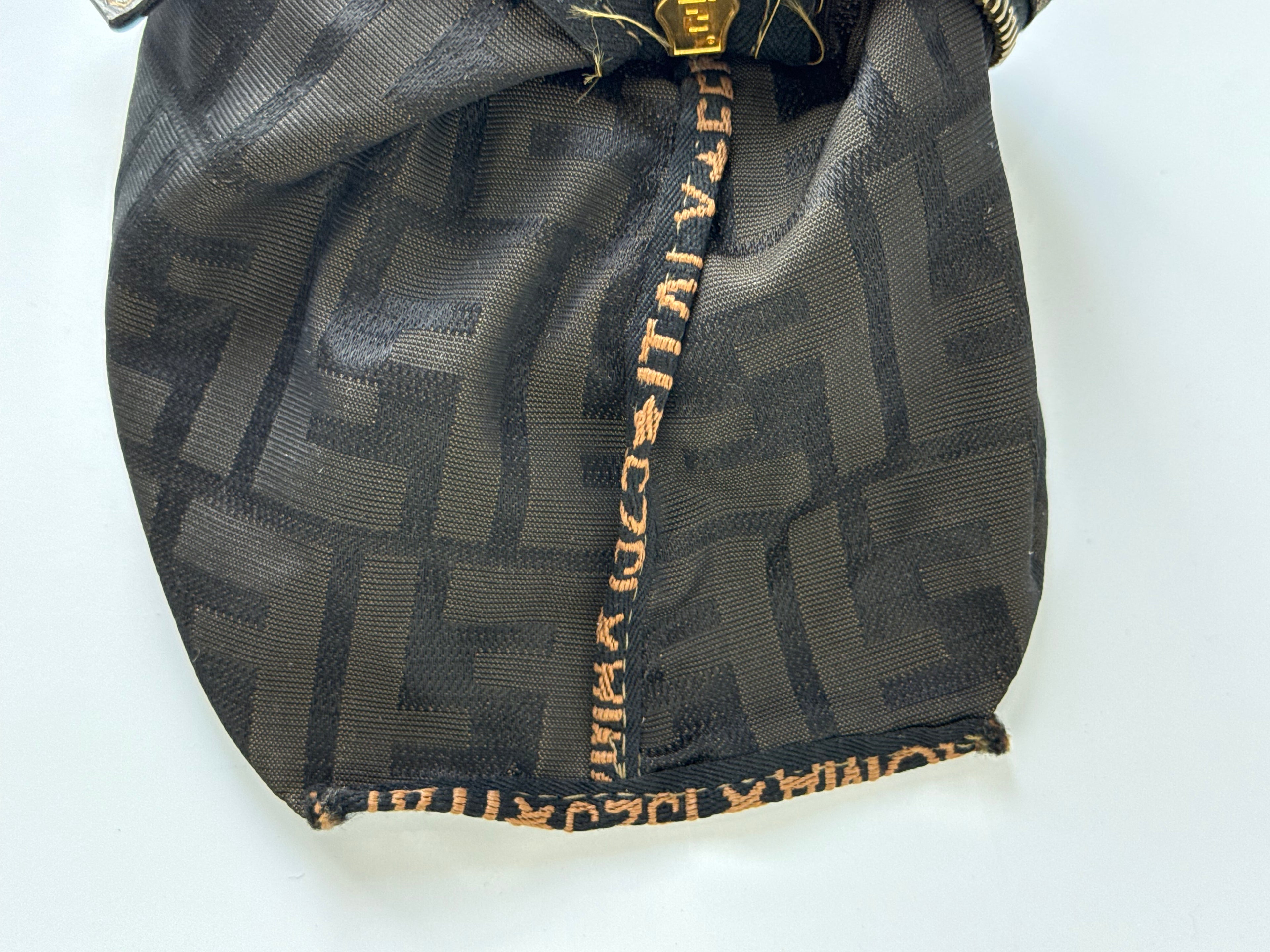 Vintage Fendi Zucca Mini Baguette Bag Brown and Black Canvas Fendi Handbag 00s Y2K