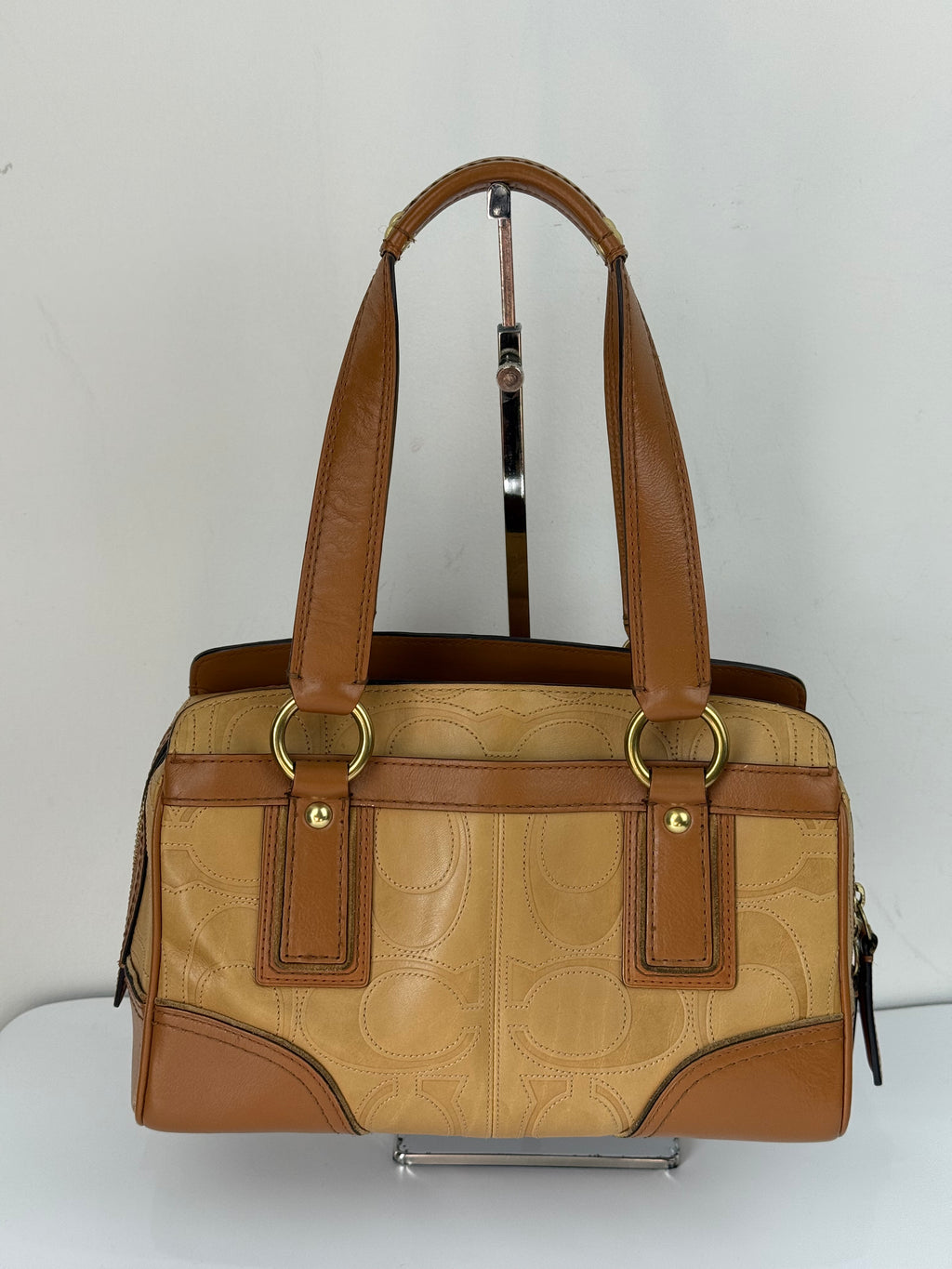 Vintage Coach Hampton Turn-lock Bag Coach Brown/Tan Leather Y2K HandBag