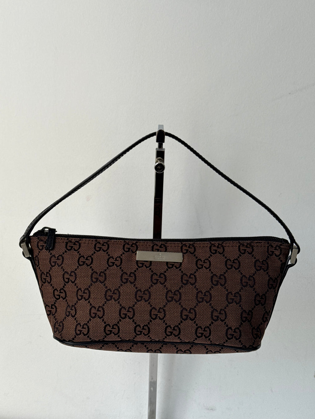 Vintage Gucci Baguette Bag Brown and Black Gucci Pouch Canvas Handbag 00s Y2K