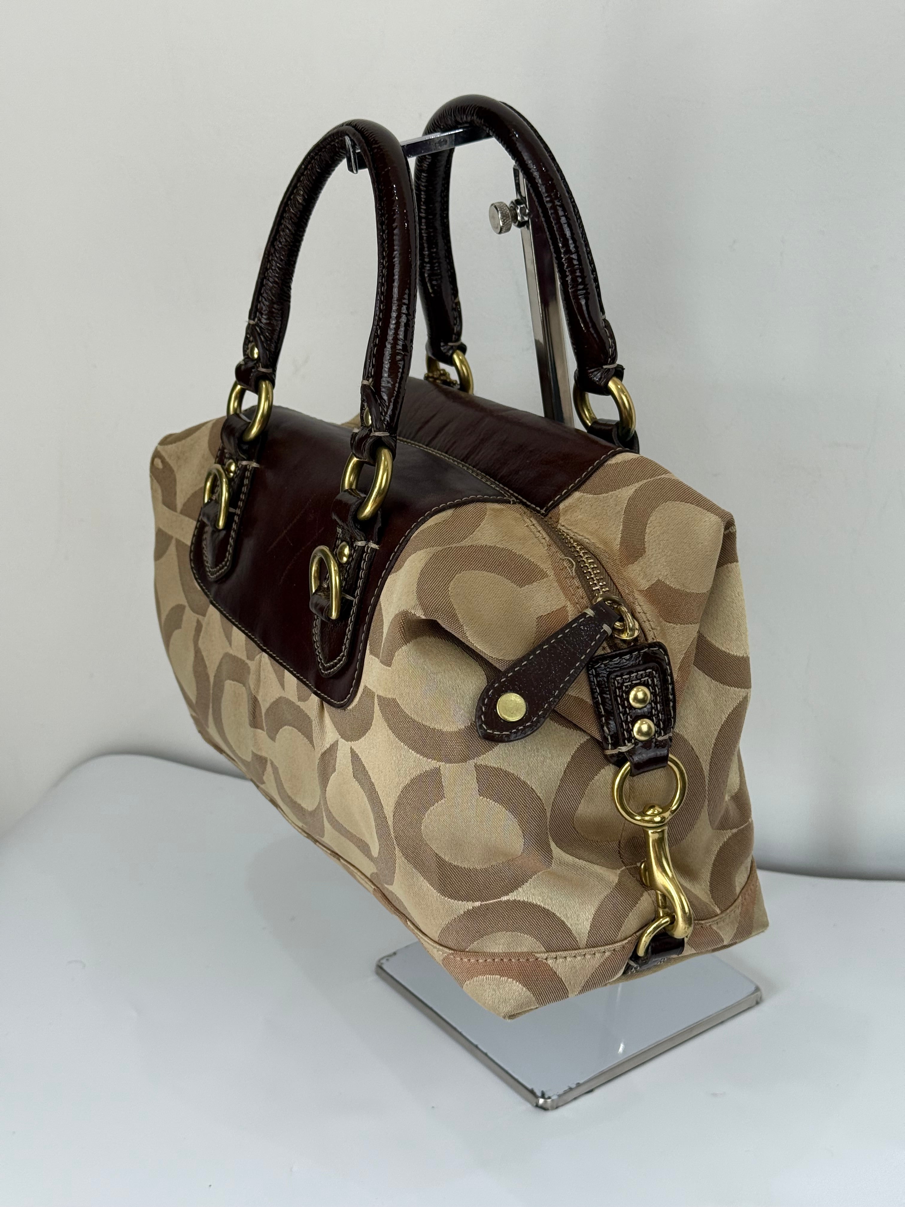 Vintage Beige Coach Optic Signature Madison Sabrina Satchel Bag 00s Coach Y2K Handbag
