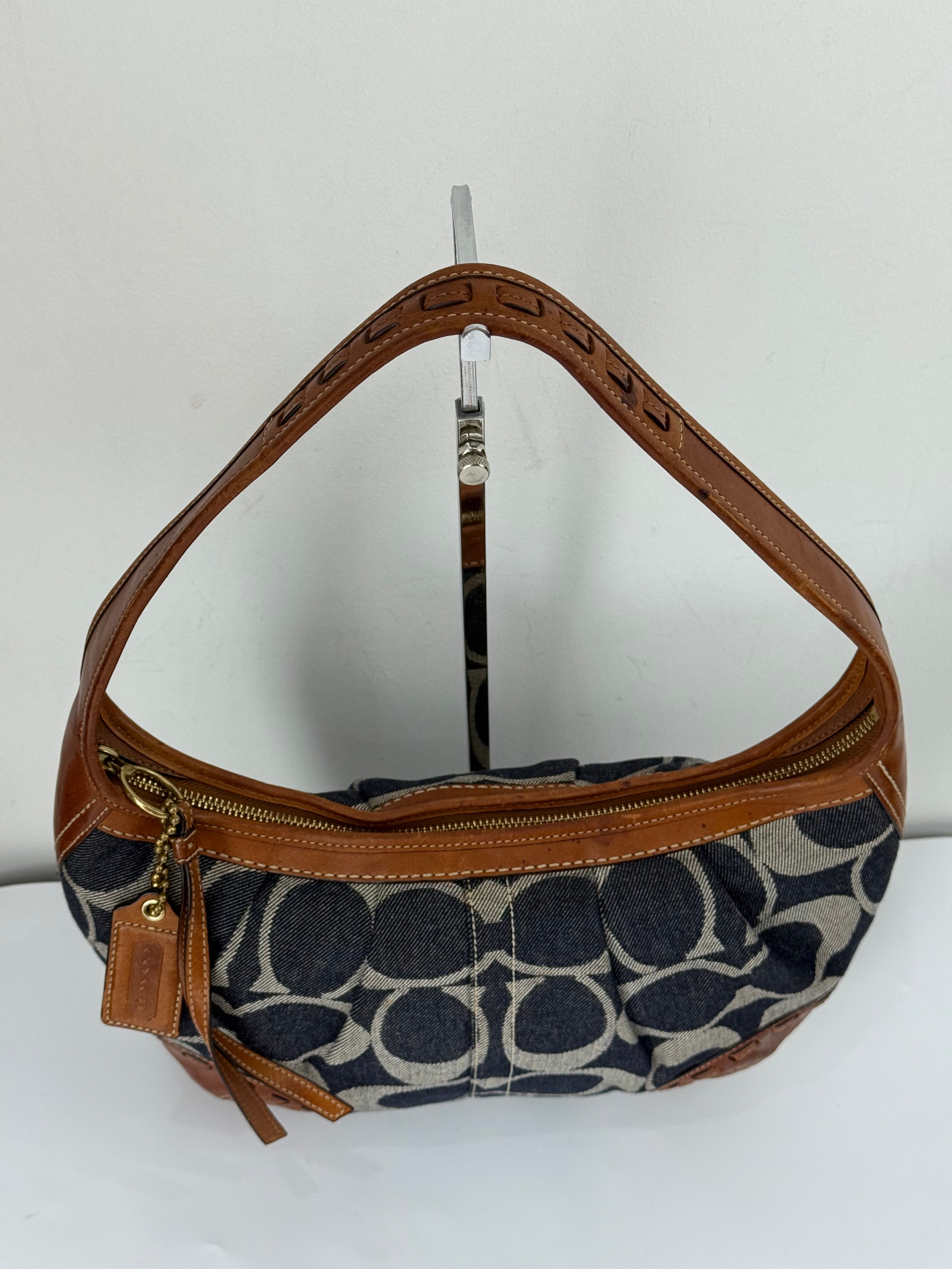Vintage Coach Denim Ergo Soho Shoulder Bag Coach Blue Signature Handbag 00s Y2K