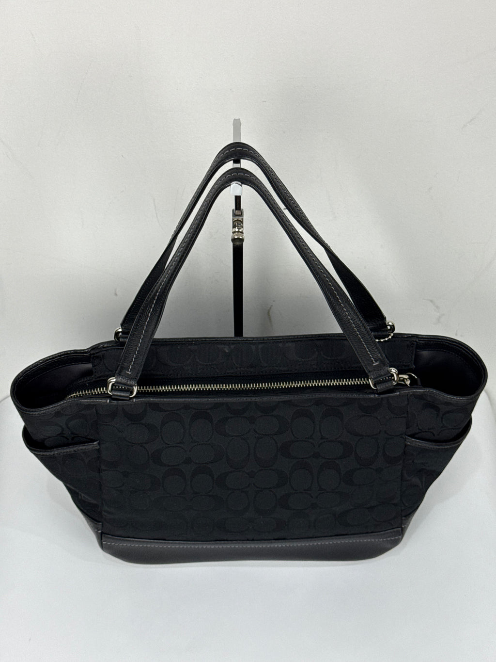 Vintage Coach Park Signature Carrie Tote Bag Black Coach Canvas Handbag 00s Y2K