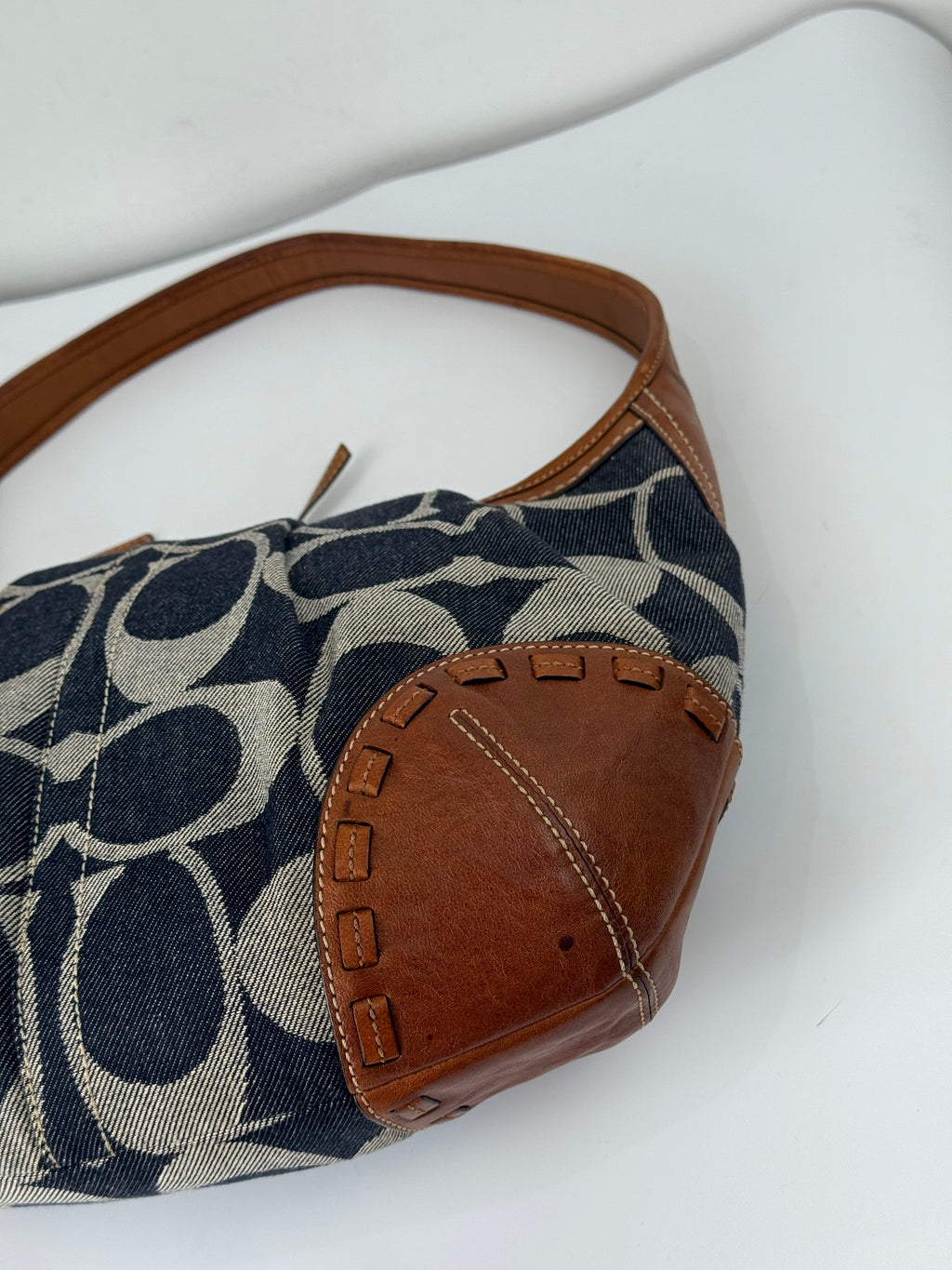 Vintage Coach Denim Ergo Soho Shoulder Bag Coach Blue Signature Handbag 00s Y2K