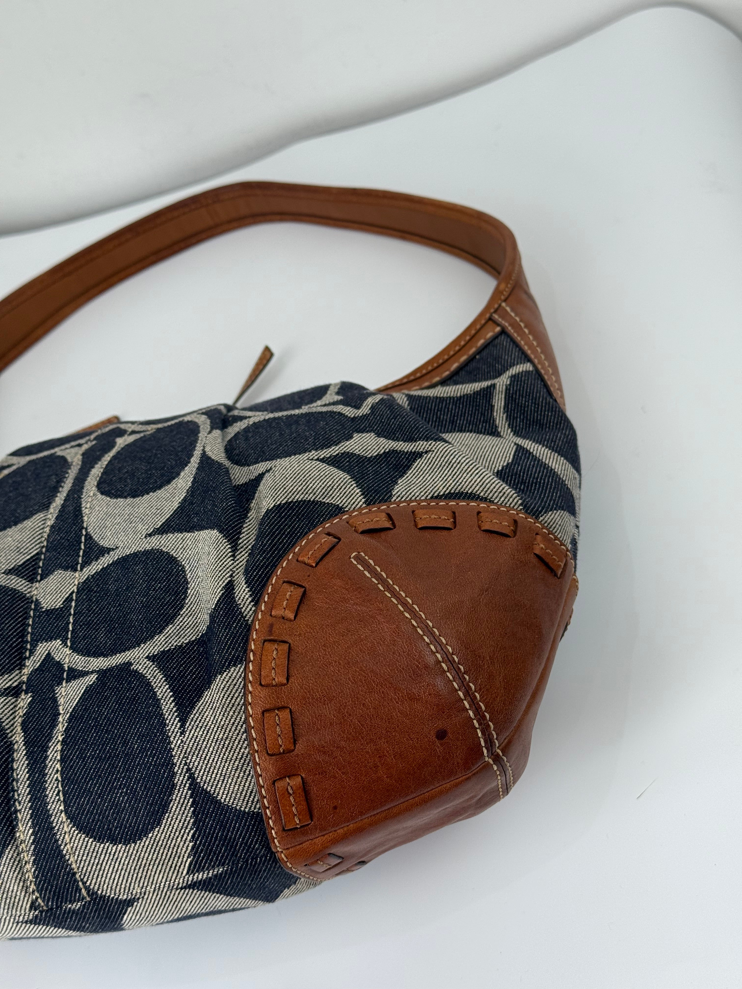 Vintage Coach Denim Ergo Soho Shoulder Bag Coach Blue Signature Handbag 00s Y2K