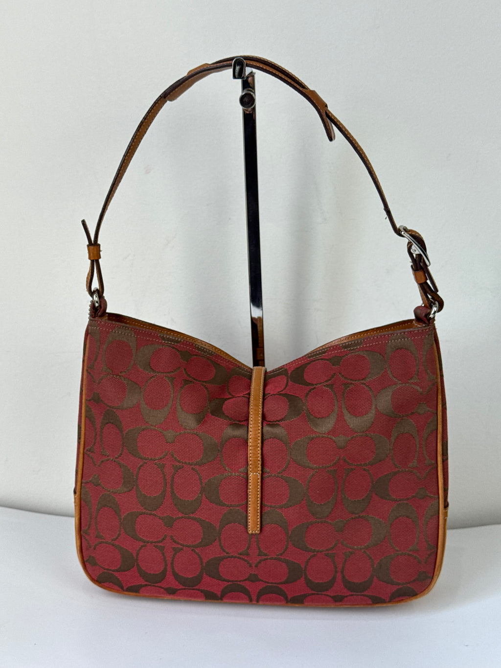 Vintage Coach Demi Hampton Tote Bag Coach Red Signature Tan Leather Handbag 00s Y2K