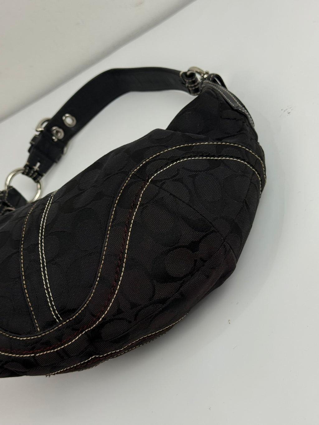 Vintage Coach Hobo Bag Coach Black Signature Shoulder Bag 00s Y2K