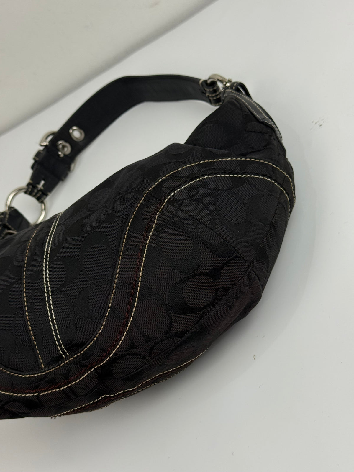 Vintage Coach Hobo Bag Coach Black Signature Shoulder Bag 00s Y2K
