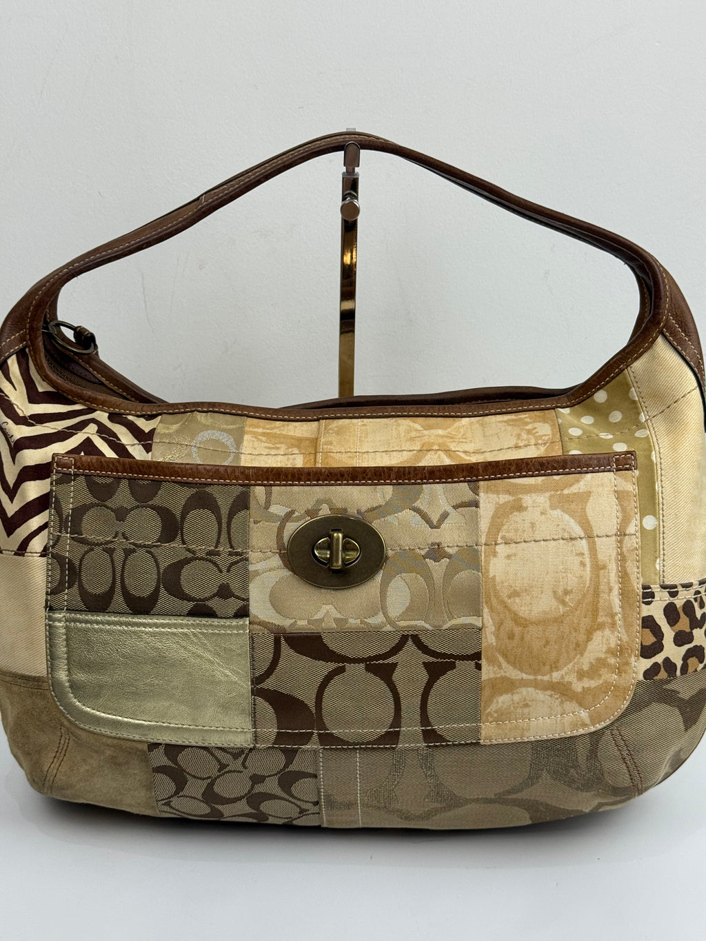 Vintage Coach Ergo Patchwork Tote Bag Bag Brown Signature Canvas Handbag 00s Y2K