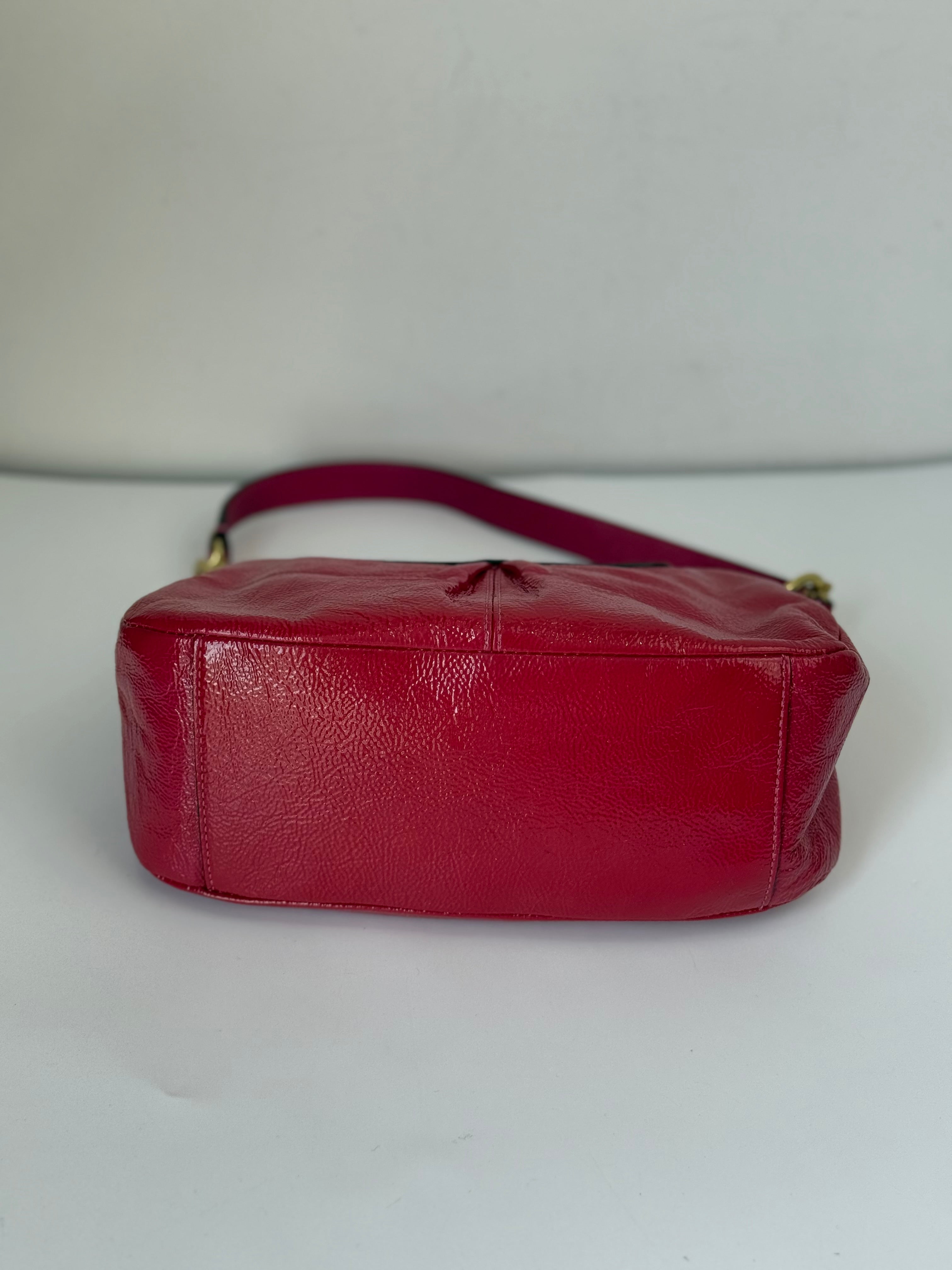 Vintage Coach Madison HandBag Pink/Red Patent Leather Coach Bag 00s Y2K