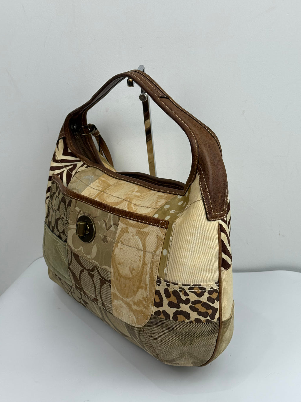 Vintage Coach Ergo Patchwork Tote Bag Bag Brown Signature Canvas Handbag 00s Y2K