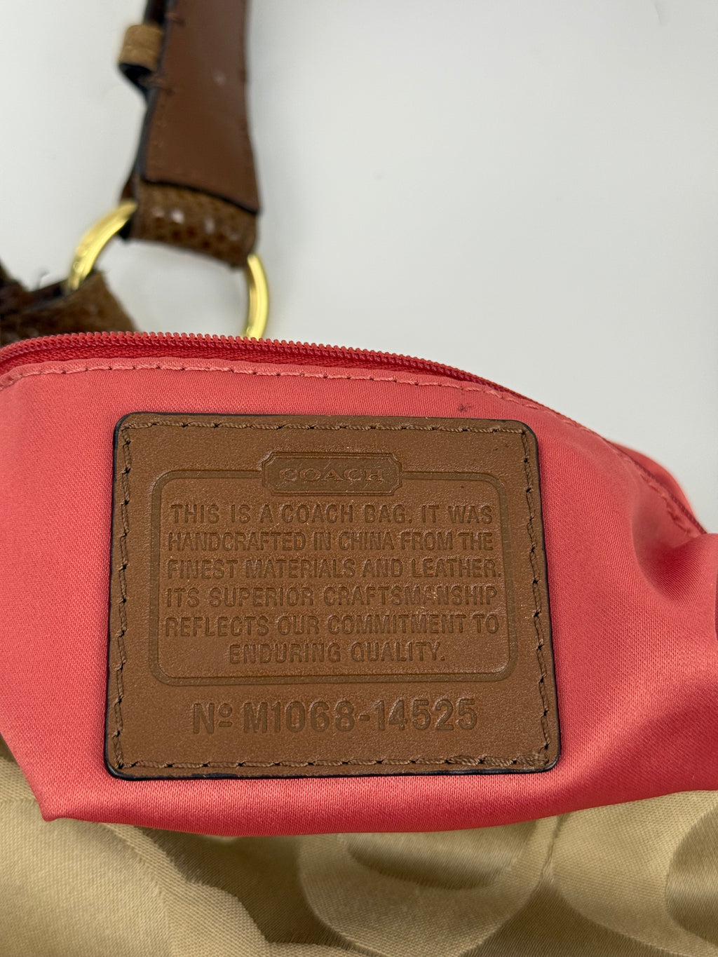 Vintage Coach Peyton Signature Satin Hobo Bag Beige & Brown Coach Shoulder Bag 00s Y2K