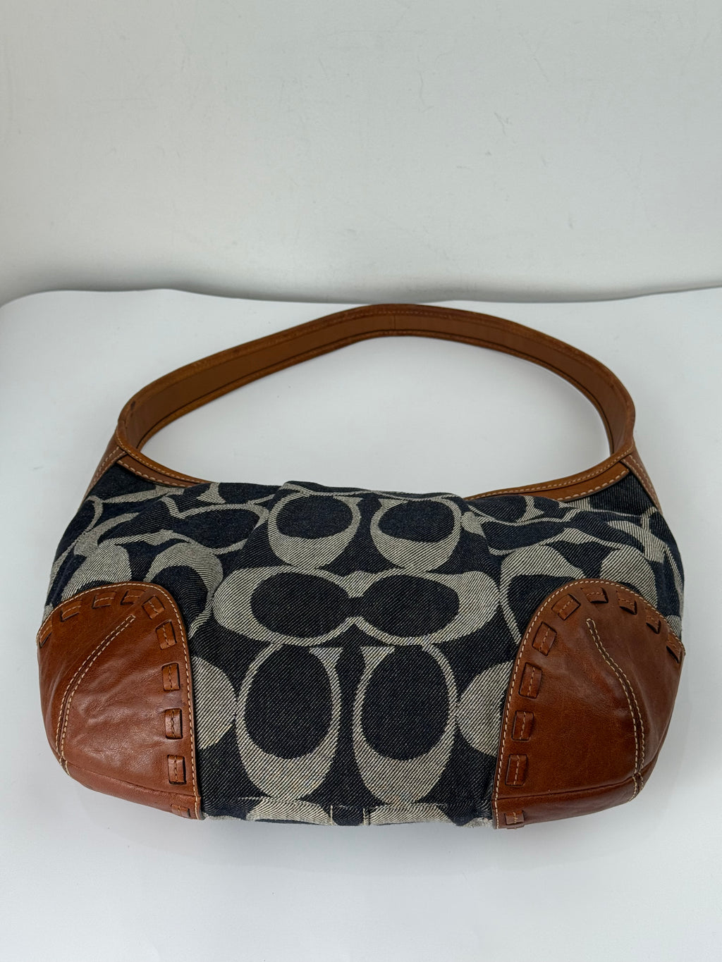 Vintage Coach Denim Ergo Soho Shoulder Bag Coach Blue Signature Handbag 00s Y2K
