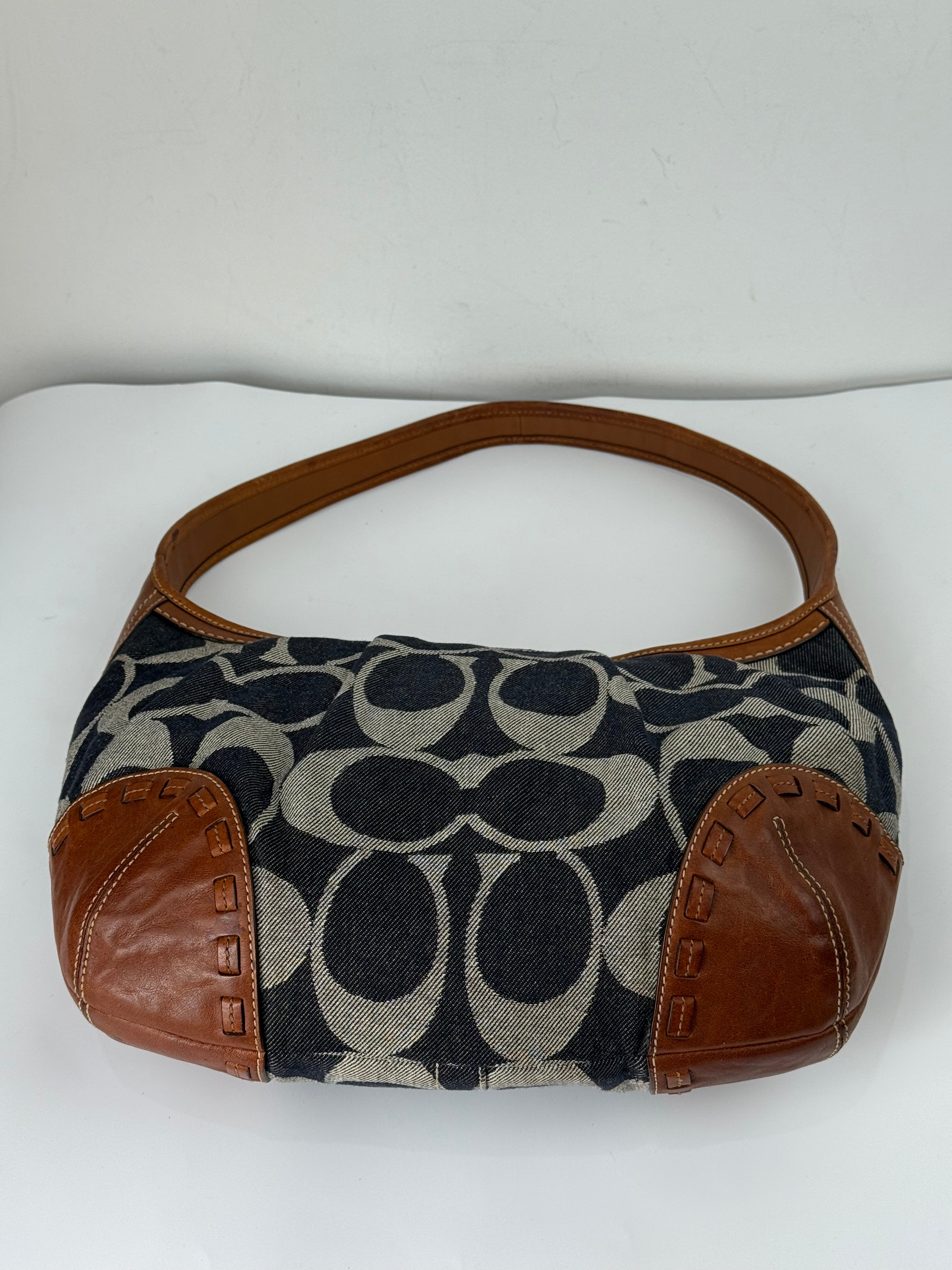 Vintage Coach Denim Ergo Soho Shoulder Bag Coach Blue Signature Handbag 00s Y2K