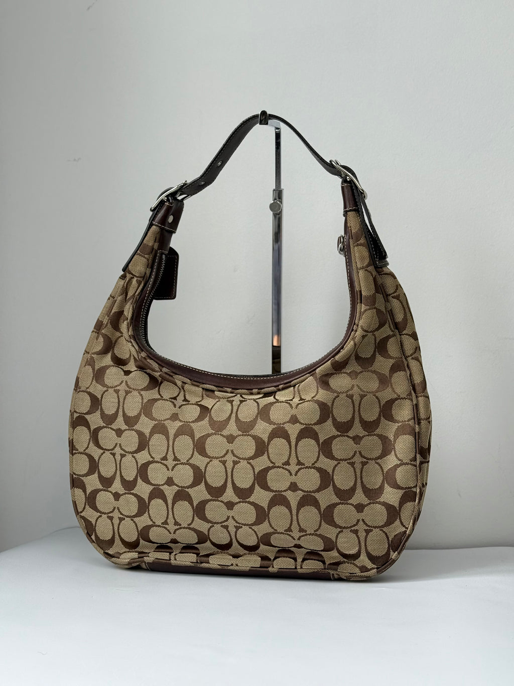 Vintage Coach Soho Hobo Bag Brown & Beige Signature Coach Canvas Shoulder Bag 00s Y2K