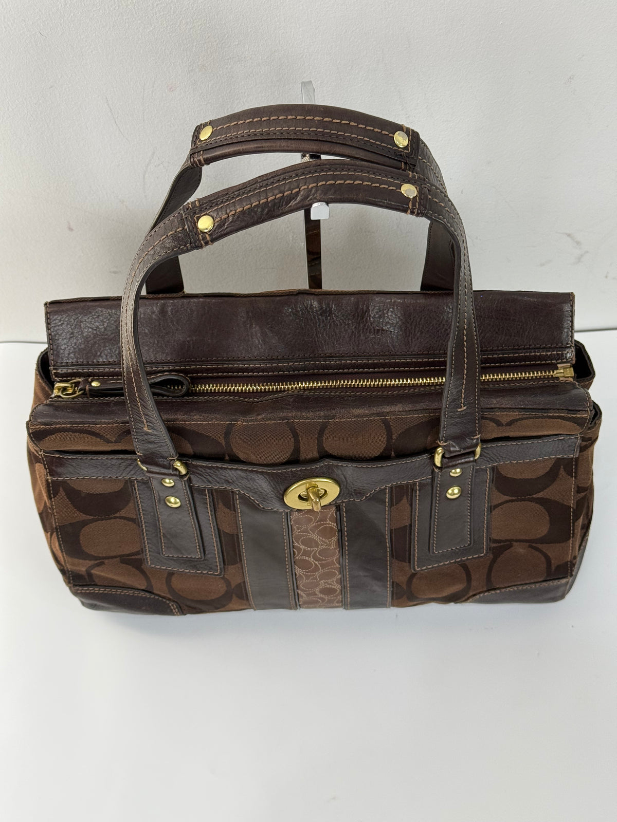 Vintage Coach Brown Hampton Satchel Bag Chestnut Leather Turnlock Tote HandBag 00s Y2K