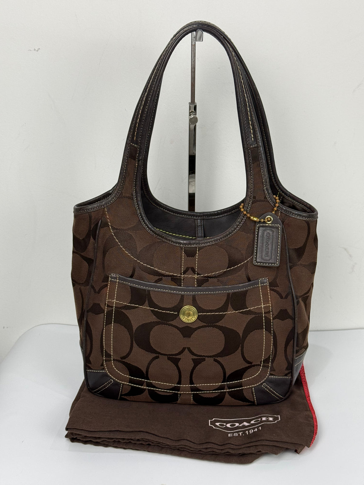 Vintage Coach Ergo Shoulder Bag Coach Dark Brown Signature Handbag 00s Y2K