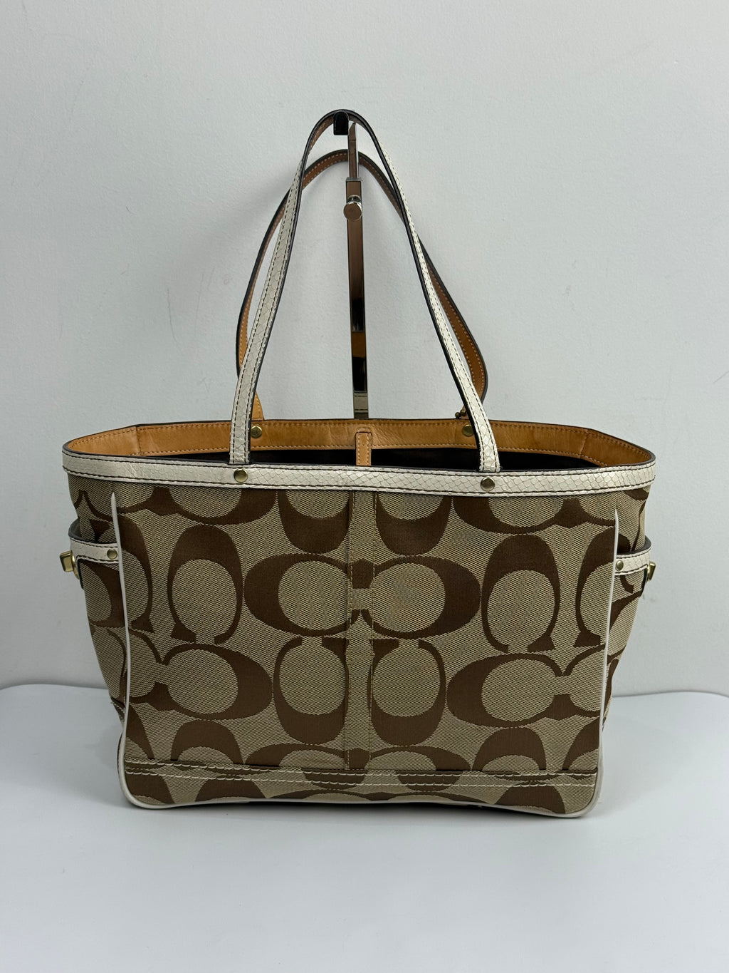 Vintage Coach Signature Tote Bag Coach Brown & Beige Handbag 00s Y2K