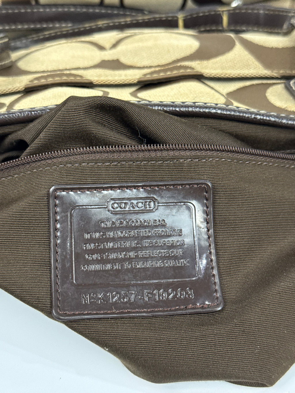 Vintage Coach Signature Stripe Pocket Satchel Bag Brown/Beige Tote Bag Y2K