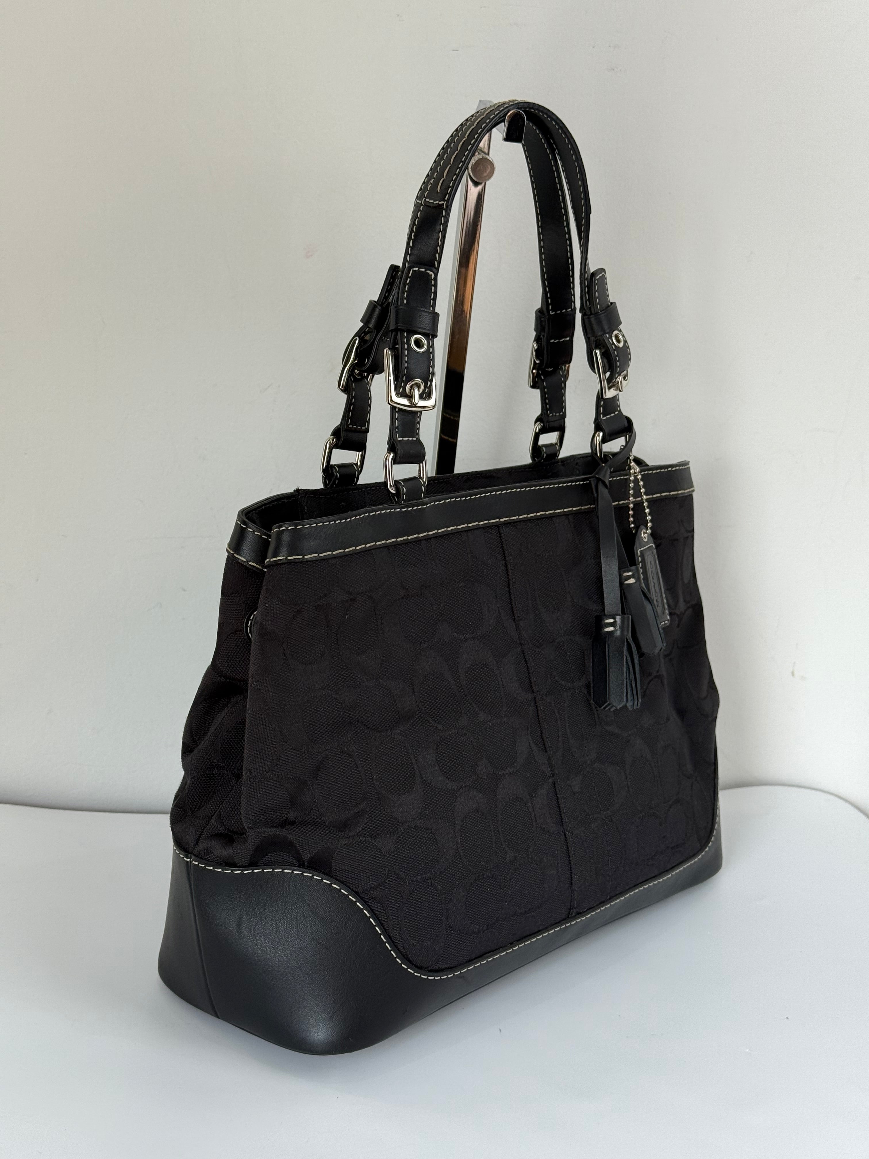 Vintage Coach Hampton Black Tote Bag Coach Signature Y2K HandBag